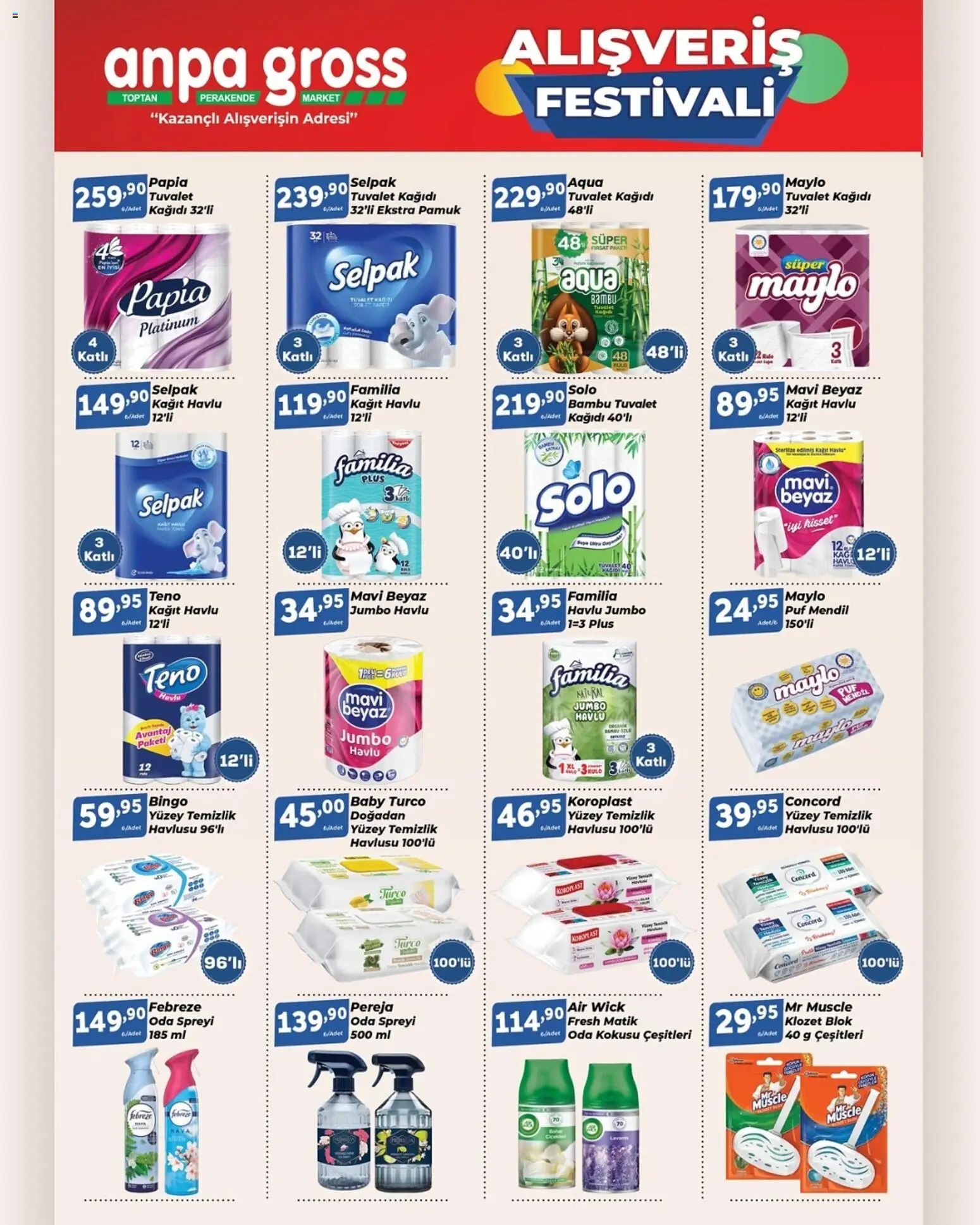 Anpa Gross Temizlikten hijyene, kişisel bakımdan konfora - 01.11.2025 tarihinden itibaren geçerlidir | Sayfa: 4 | Ürünler: Oda kokusu, Tuvalet, Mendil, Kağıt havlu