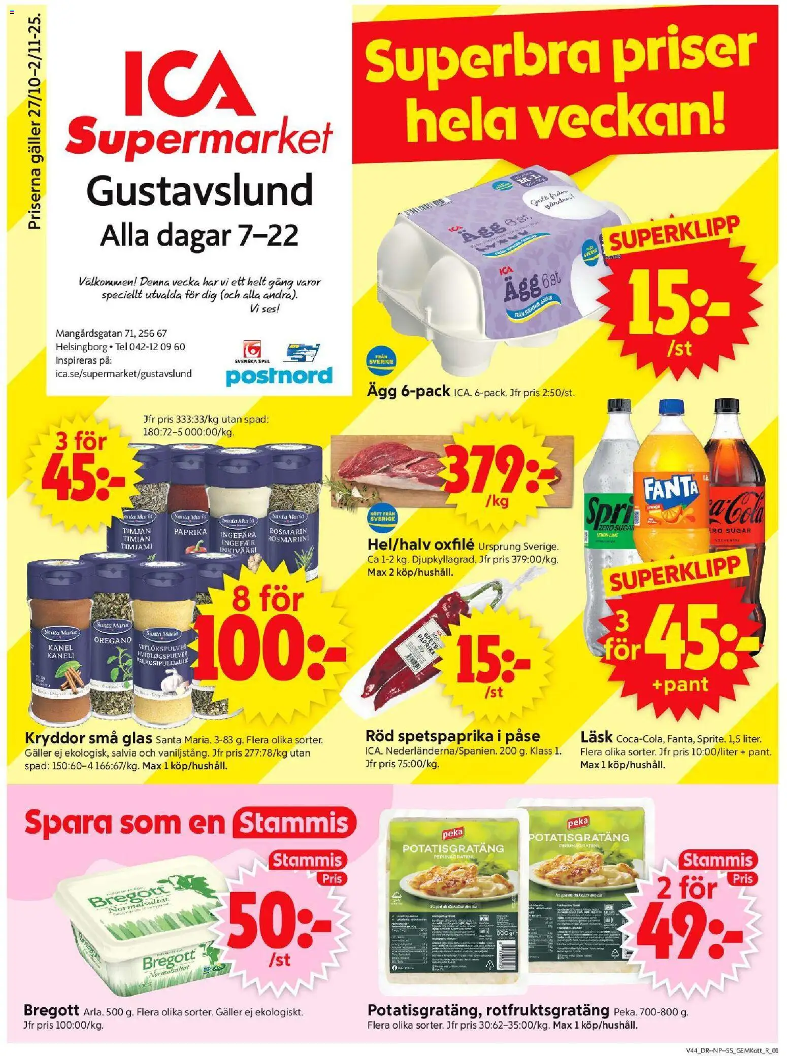 ICA Supermarket reklamblad aktuell från 27.10.2025 | Sida: 1
