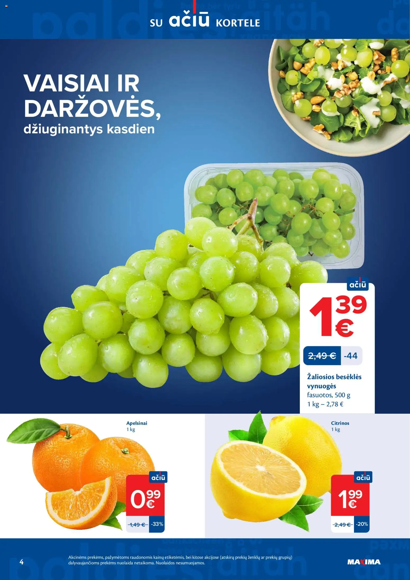 MAXIMA akcijos nuo 17.03.2026 | Puslapis: 4 | Prekių: Vynuogės, Apelsinai