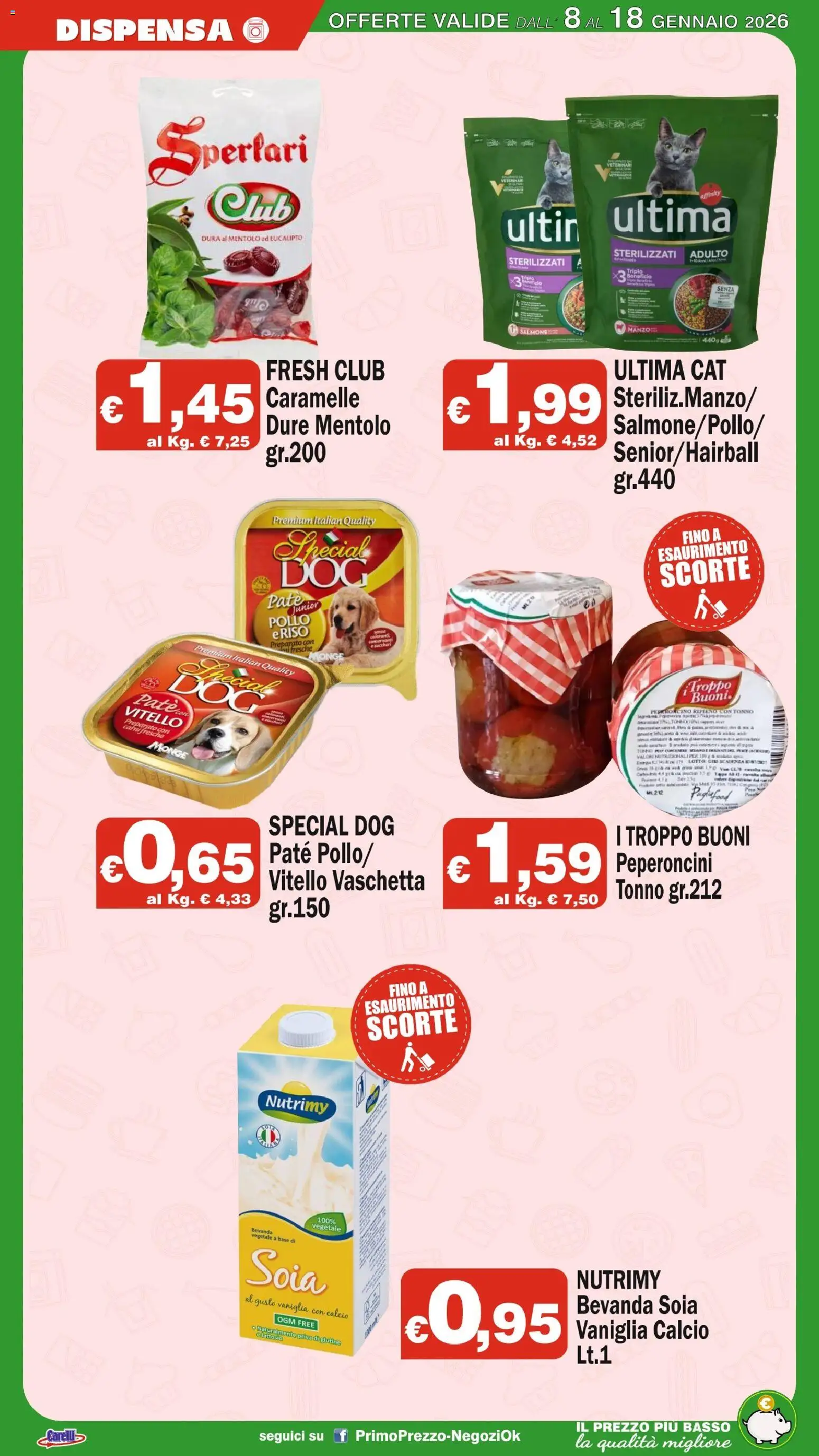 Volantino Primo Prezzo del 08.01.2026 | Pagina: 14 | Prodotti: Paté, Riso, Caramelle, Peperoncino