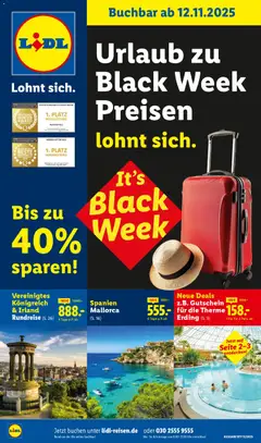 Lidl Reisen - Black Friday ab 12.11.2025 gültig