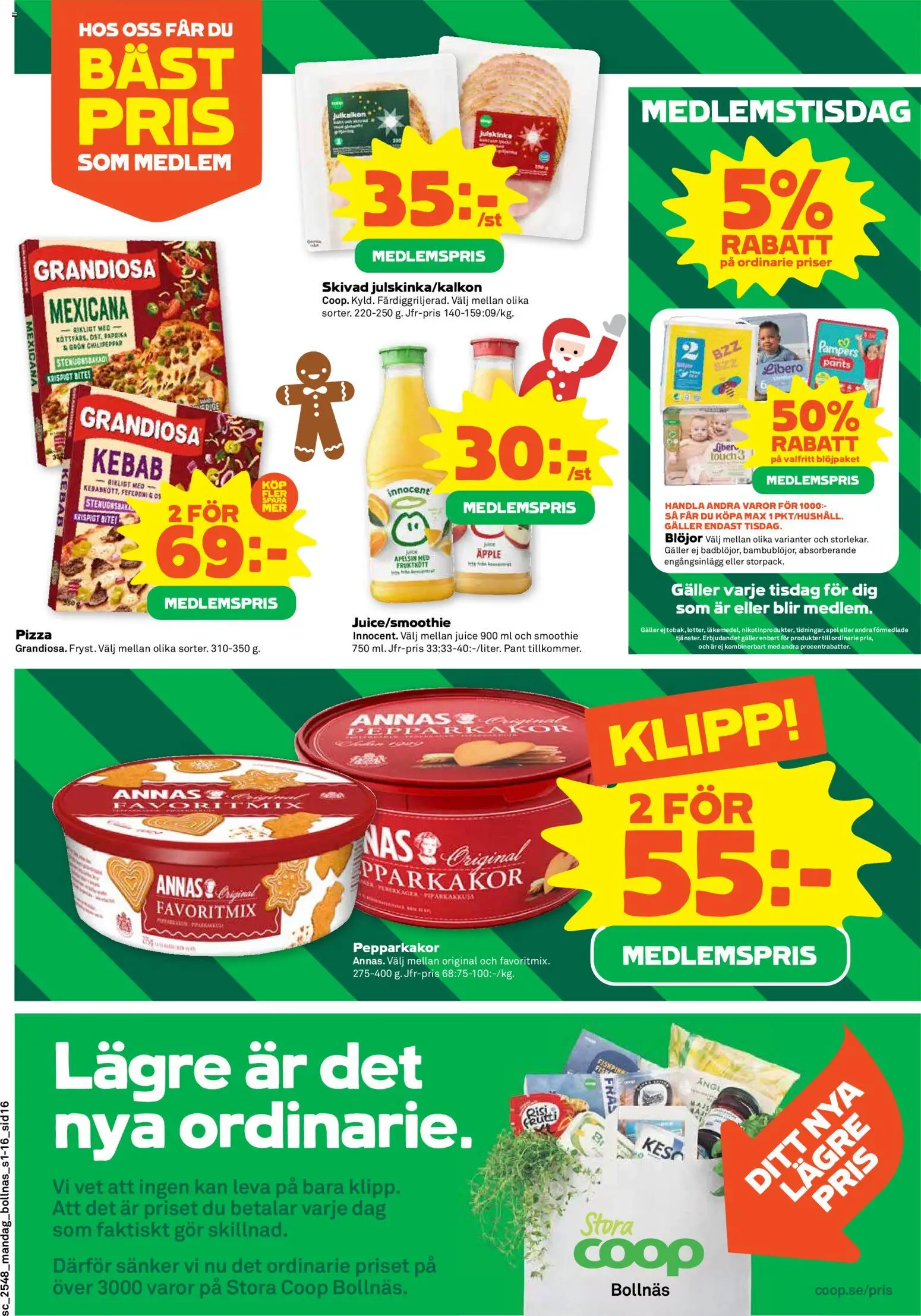 Stora Coop reklamblad aktuell från 24.11.2025 | Sida: 16 | Produkter: Pizza, Juice, Äpple, Spel