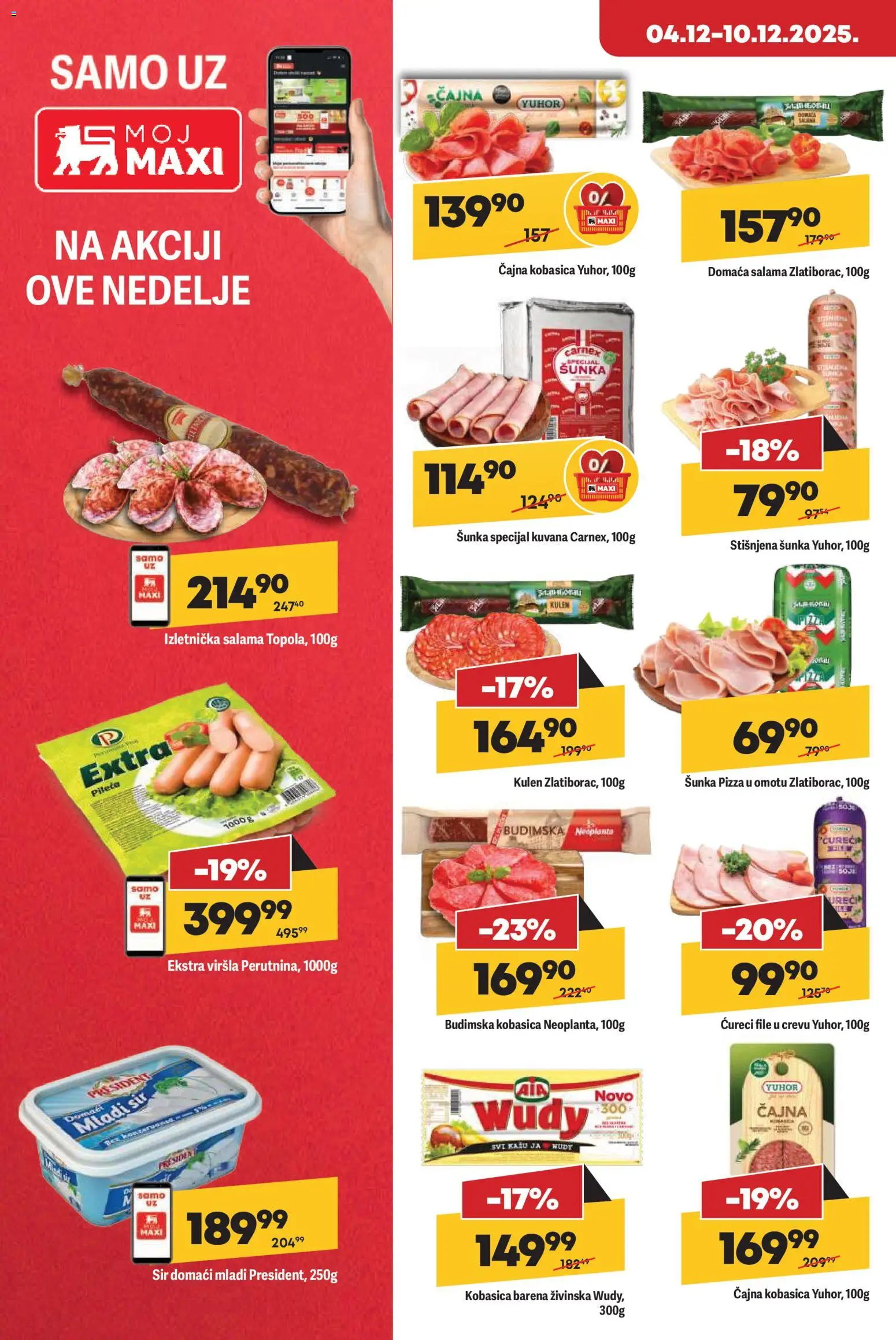 Maxi katalog - važi od 04.12.2025 | Strana: 14 | Proizvode: Ćureći file, Sir, Salama, Kobasica