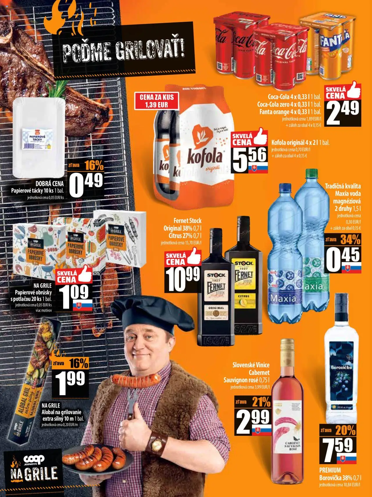COOP Jednota akcia │ platný od 24.07.2025 | Strana: 3 | Produkty: Gril, Fanta, Voda, Fernet Stock