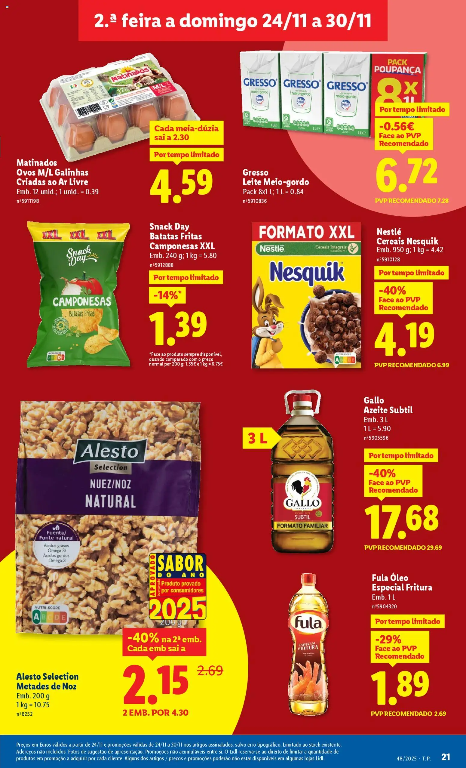 Lidl Black Friday │ válido de 24.11.2025 | Página: 21 | Produtos: Ovos, Óleo, Cereais, Batatas fritas