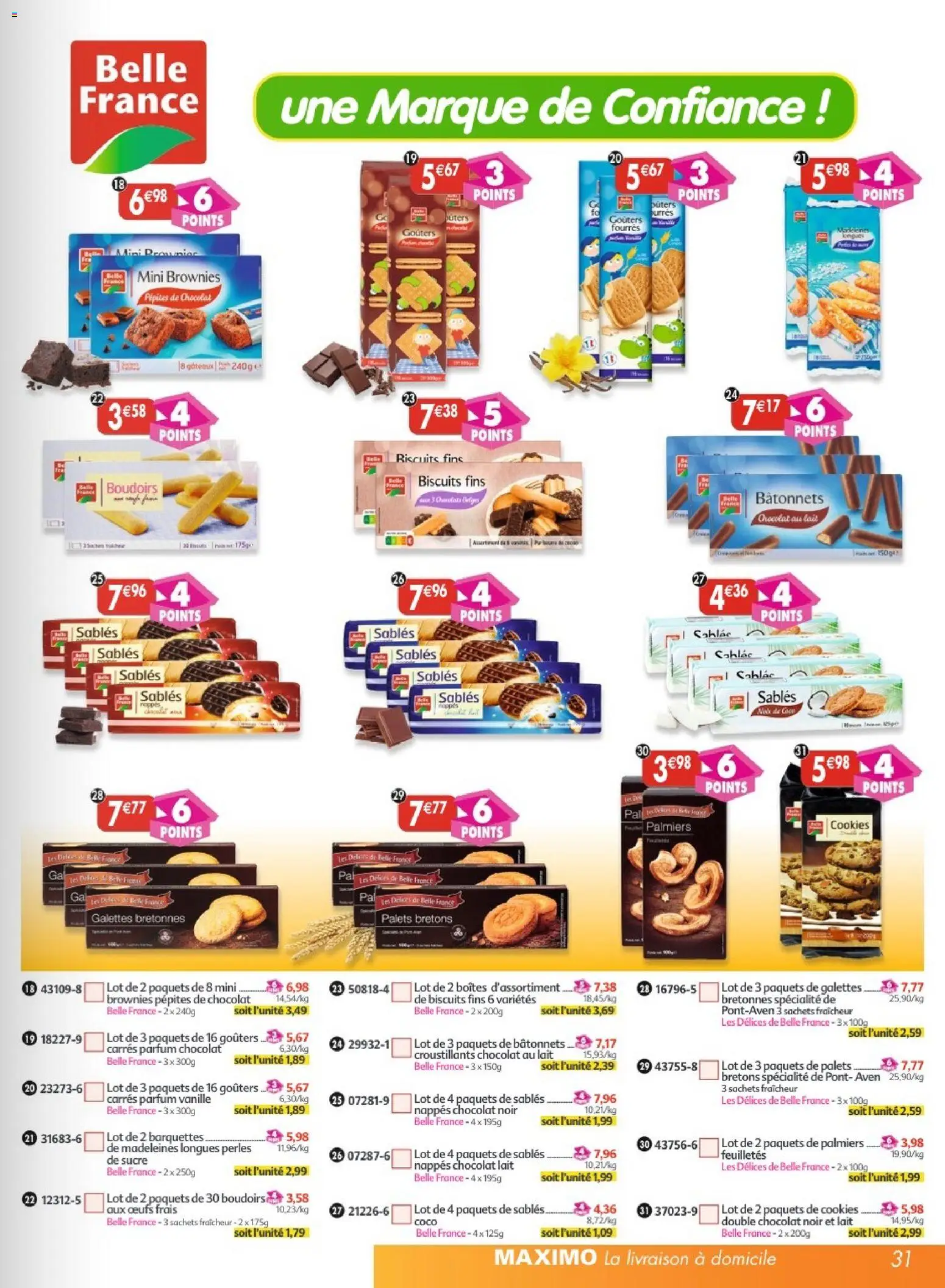 {H1} | Page: 31 | Produits: Sucre, Œufs, Chocolat, Biscuits