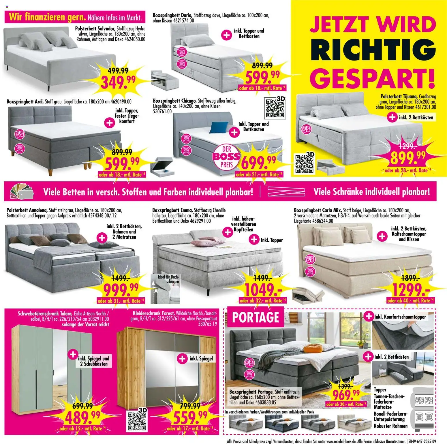SB Möbel Boss - Black Friday – gültig ab 28.11.2025 | Seite: 9 | Produkte: Kissen, Kleiderschrank, Schwebetürenschrank, Polsterbett