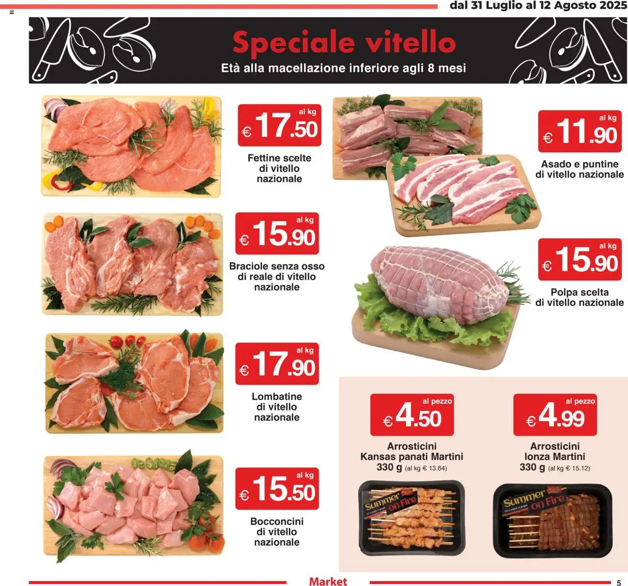 Volantino Sì con Te del 31.07.2025 | Pagina: 5 | Prodotti: Vitello, Arrosticini