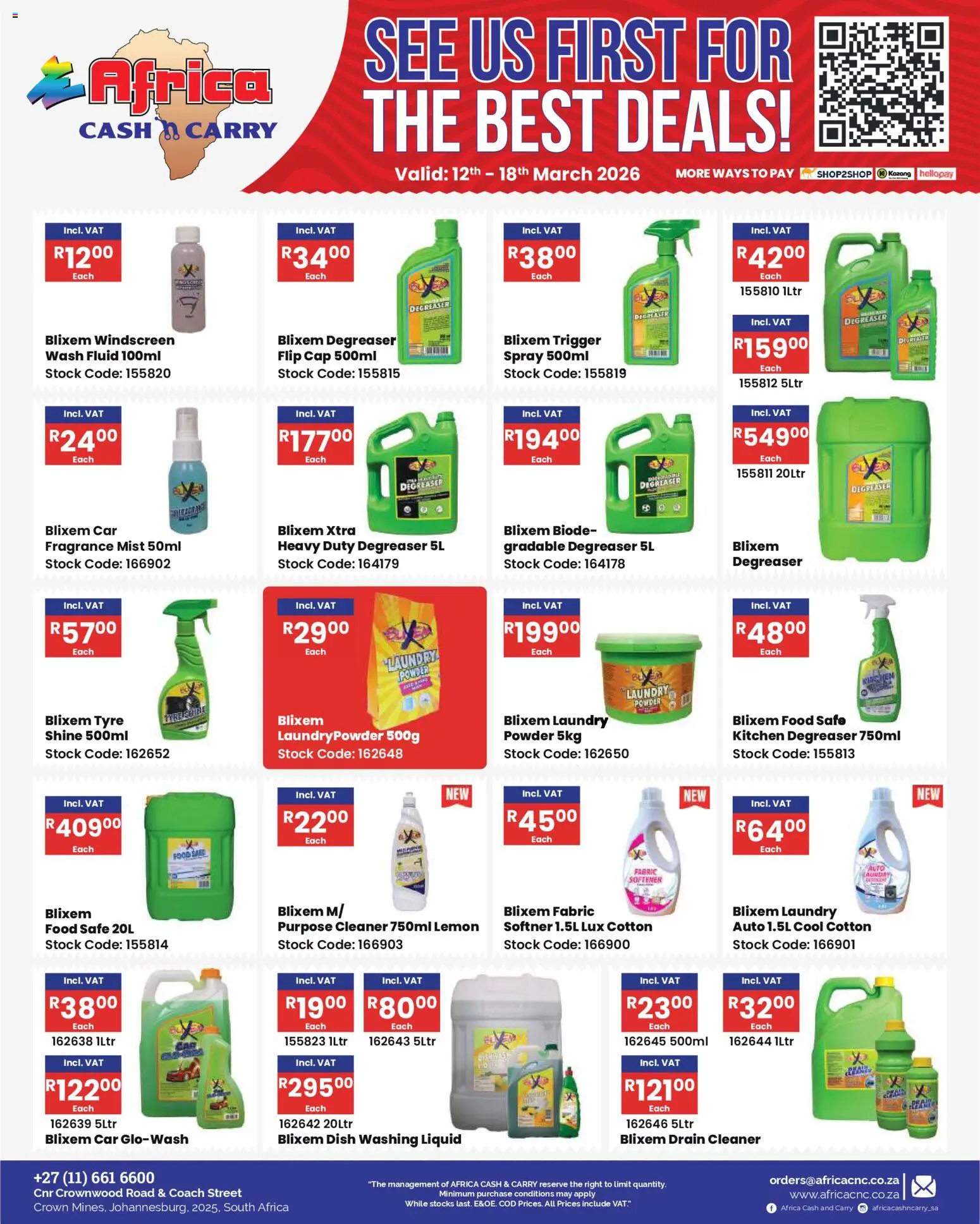 New Africa Cash & Carry catalogue – valid from 12.03.2026 | Page: 52 | Products: Softner, Fragrance, Powder, Degreaser