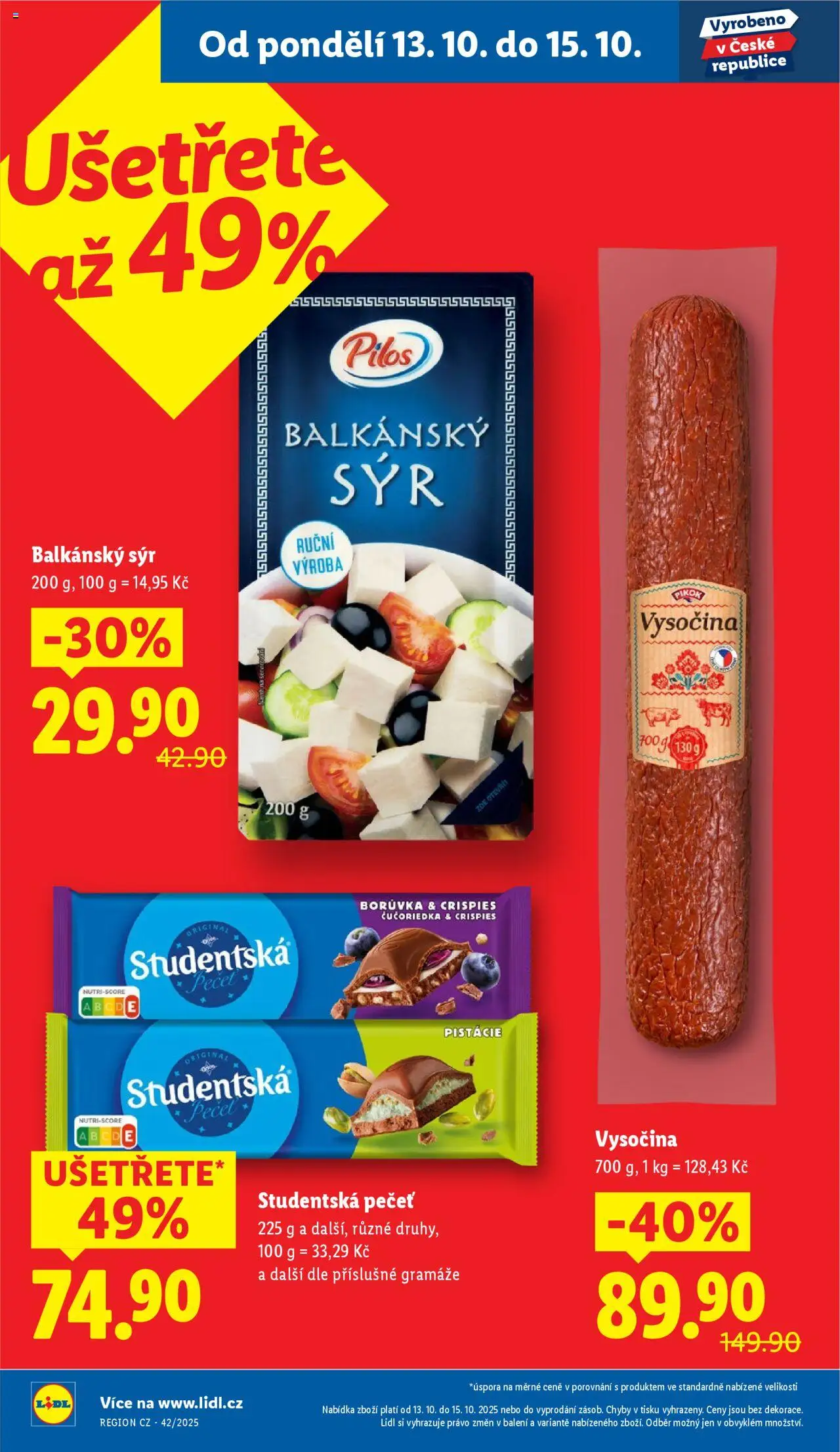 Lidl leták od 13.10.2025 | Strana: 2 | Produkty: Sýr, Pistácie, Balkánský sýr, Studentská pečeť