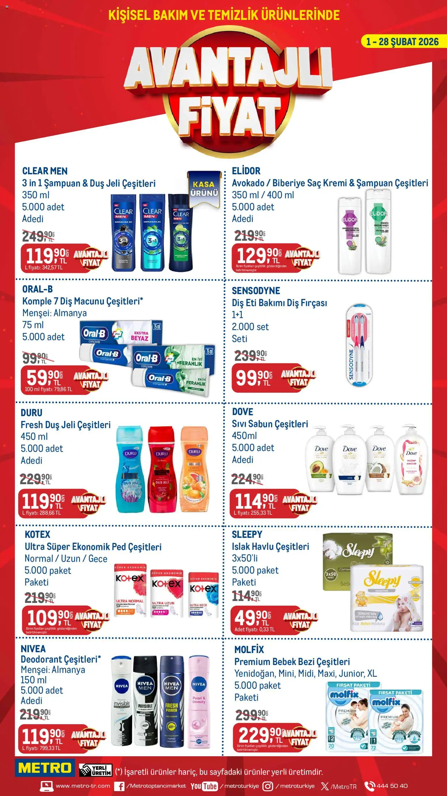 Metro - Kişisel Bakım ve Temizlik Ürünleri - 01.02.2026 tarihinden itibaren geçerlidir | Sayfa: 1 | Ürünler: Duş, Şampuan, Duş jeli, Avokado