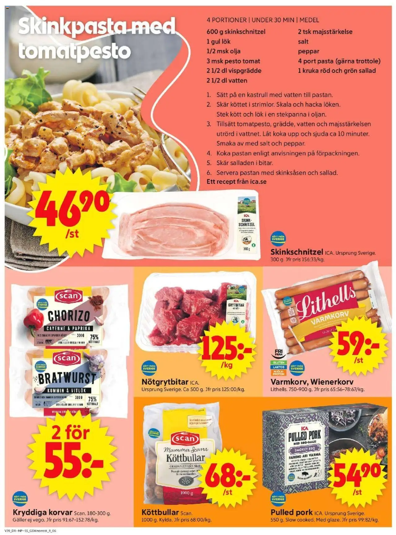 ICA Supermarket reklamblad aktuell från 22.09.2025 | Sida: 8 | Produkter: Mjölk, Vitlök, Stekpanna, Vispgrädde