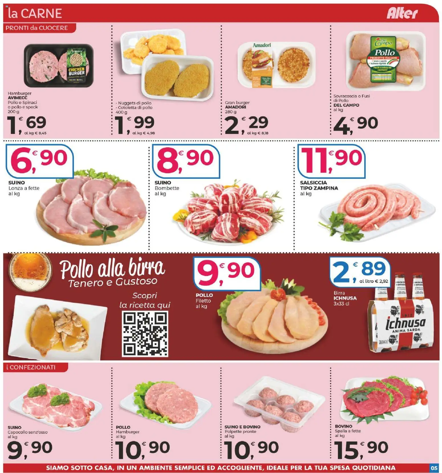 Volantino Alter Discount del 18.02.2026 | Pagina: 5 | Prodotti: Bovino, Salsiccia, Hamburger, Polpette