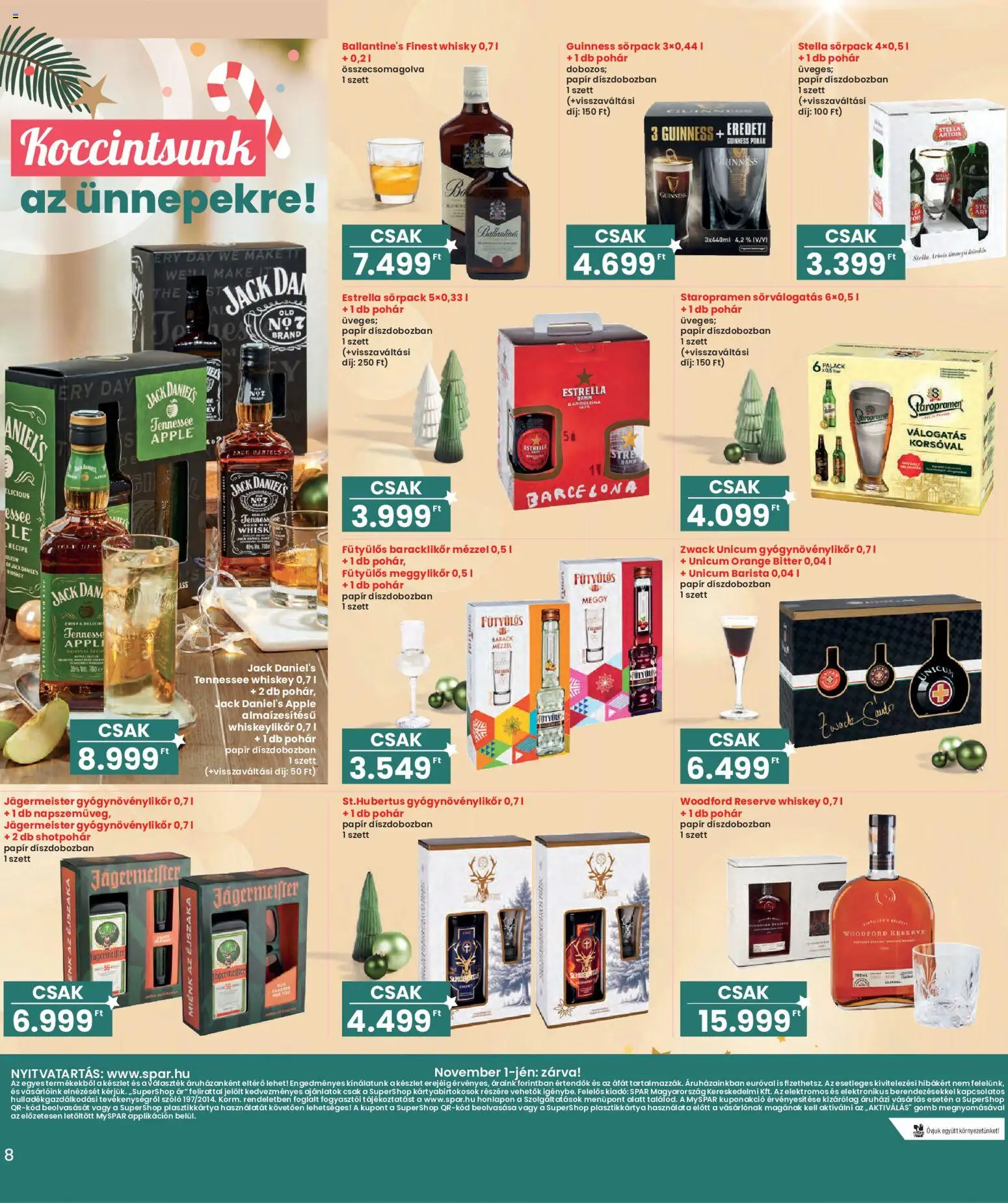 Interspar akciós ujság - amely érvényes a következő dátumtól: 30.10.2025 | Oldal: 8 | Termékek: Whiskey, Meggy, Stella artois, Pohár