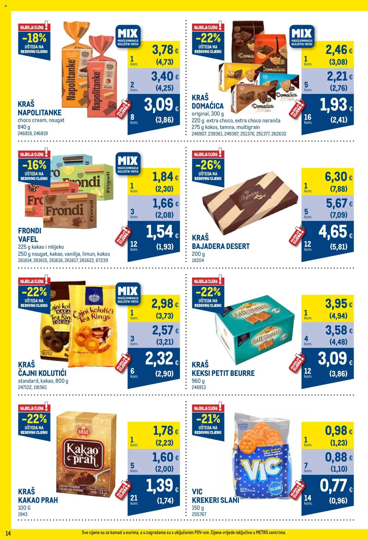 Metro katalog | vrijedi od 01.04.2026 | Stranica: 14 | Proizvodi: Petit Beurre, Keksi, Mlijeko, Napolitanke