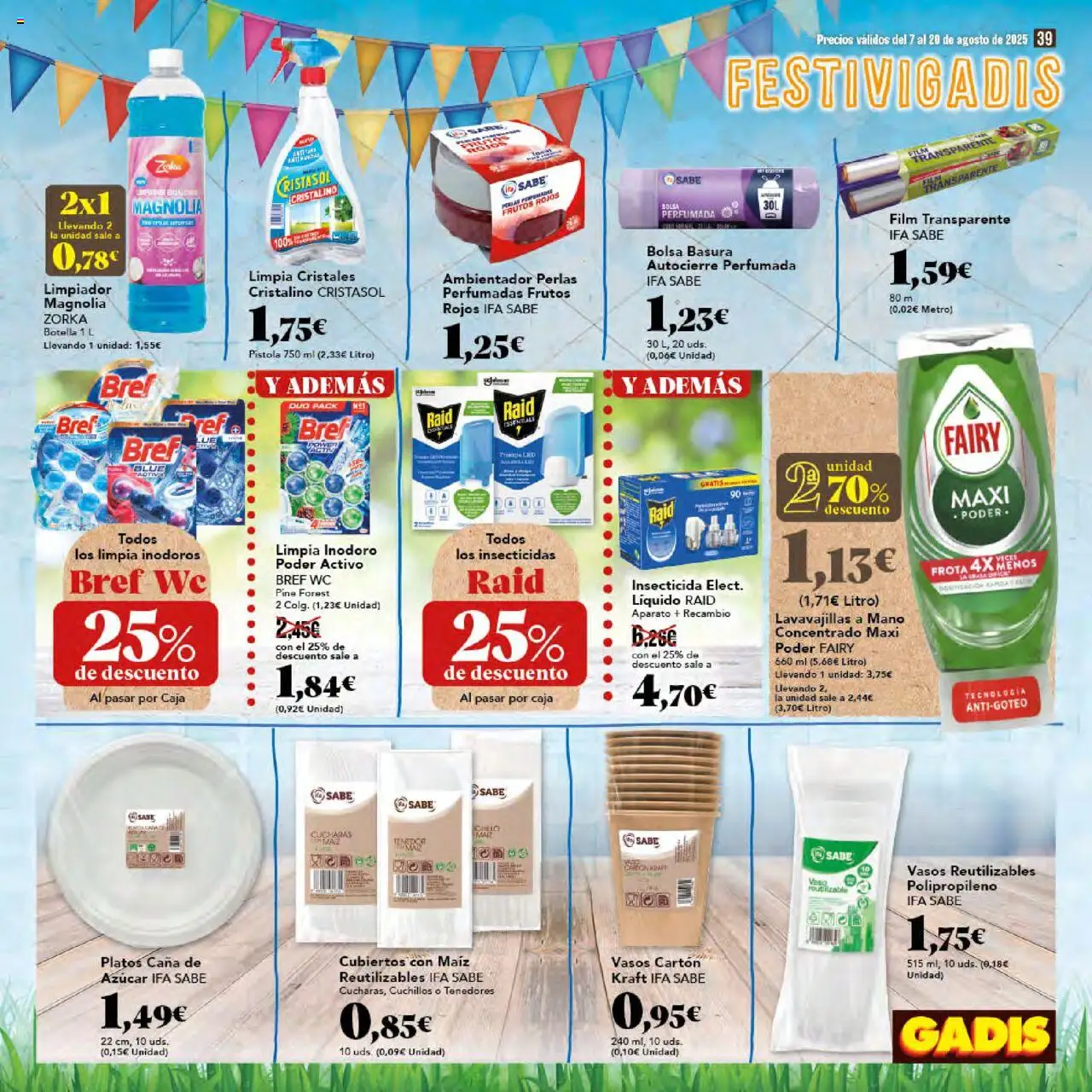 Gadis folleto │ válido desde el 07.08.2025 | Página: 39 | Productos: Vasos, Bolsa, Lavavajillas, Caja