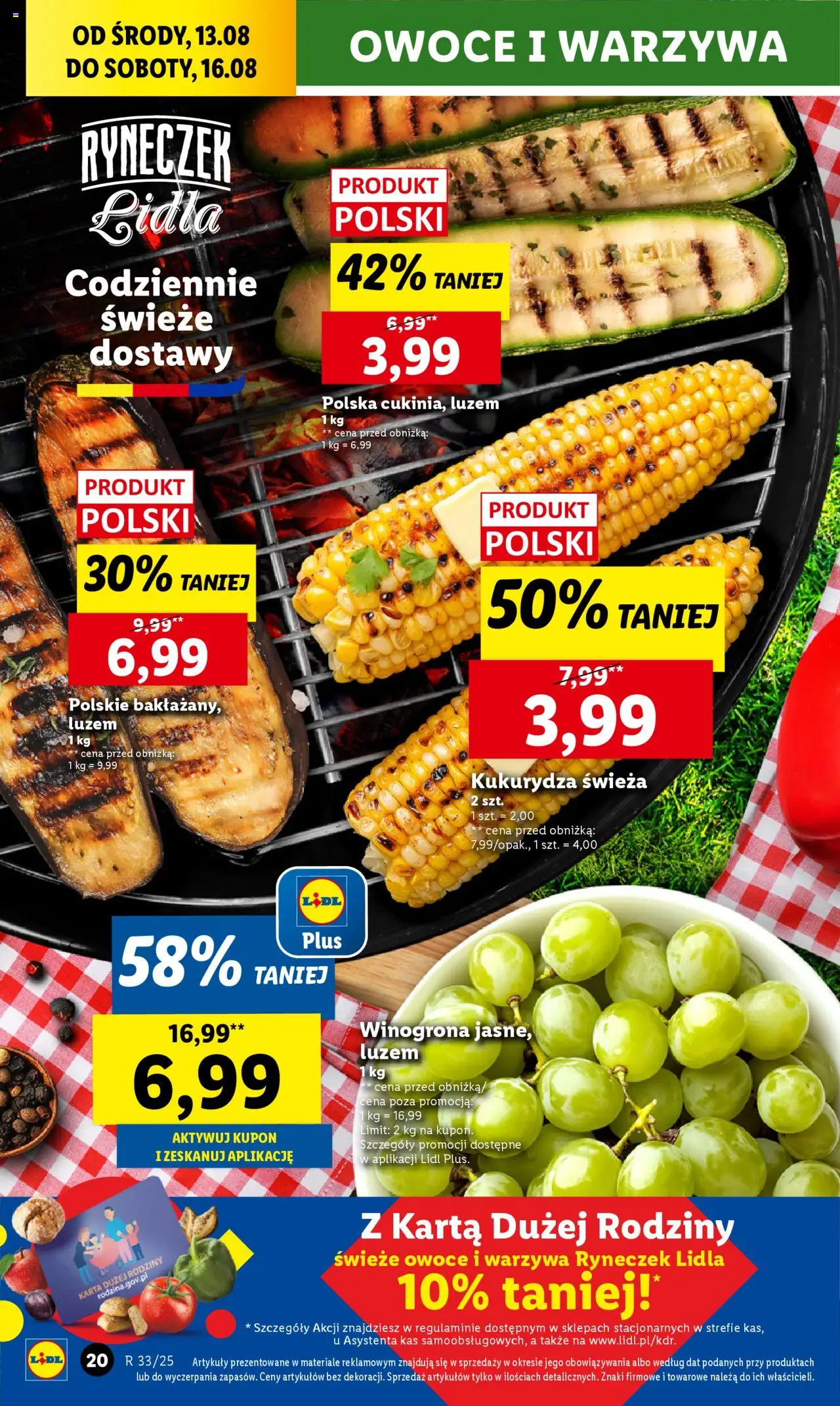 Lidl Gazetka od 13.08.2025 | Strona: 22 | Produkty: Karta, Winogrona, Kukurydza, Warzywa