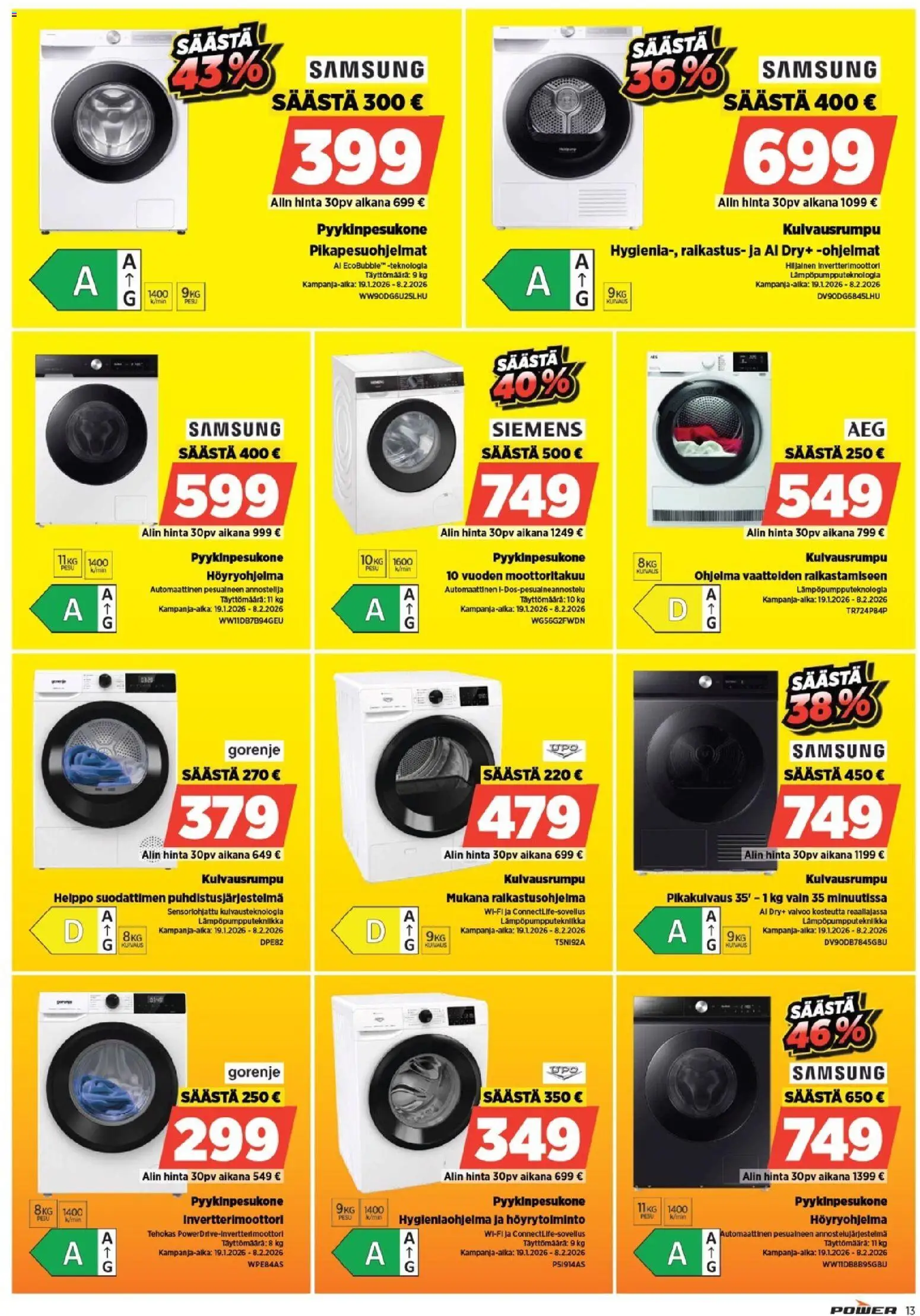 Power tarjoukset – voimassa 19.01.2026 alkaen | Sivu: 16 | Tuotteet: Kuivausrumpu