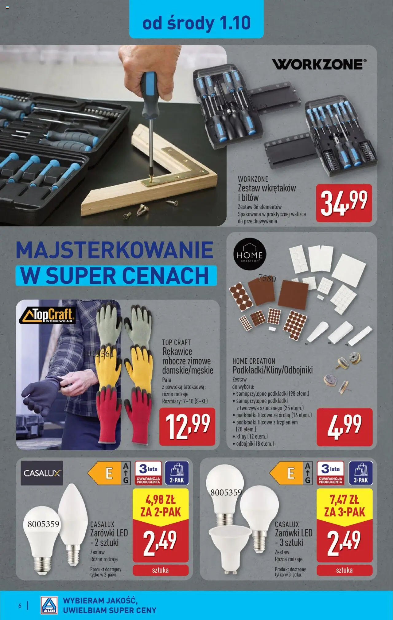 Aldi Gazetka - Artykuły przemysłowe i tekstylia od 29.09.2025 | Strona: 6 | Produkty: Top, Żarówki