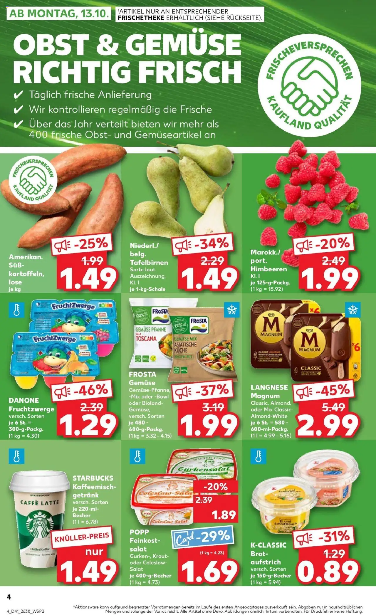 Kaufland prospekt Leipzig	 – gültig ab 13.10.2025 | Seite: 4 | Produkte: Himbeeren, Gemüse, Obst, Kraut