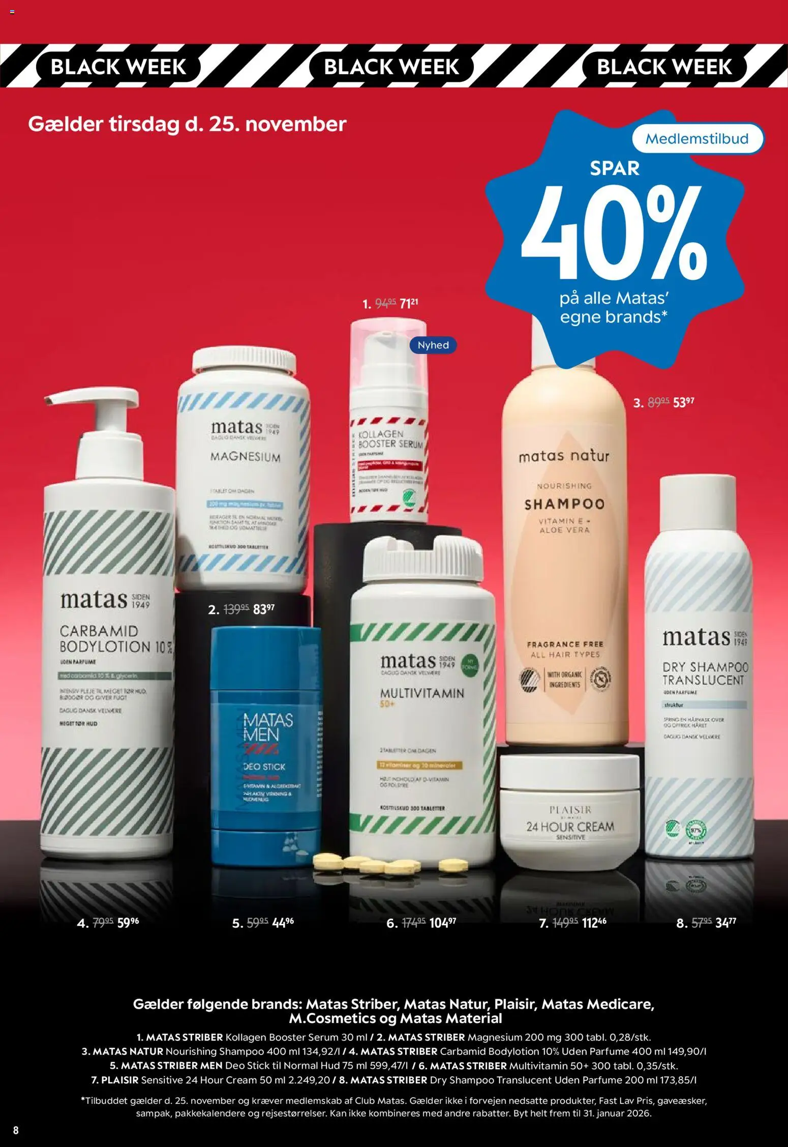 Matas tilbudsavis – gyldig fra 19.11.2025 | Side: 8 | Produkter: Parfume, Shampoo, Deodorant