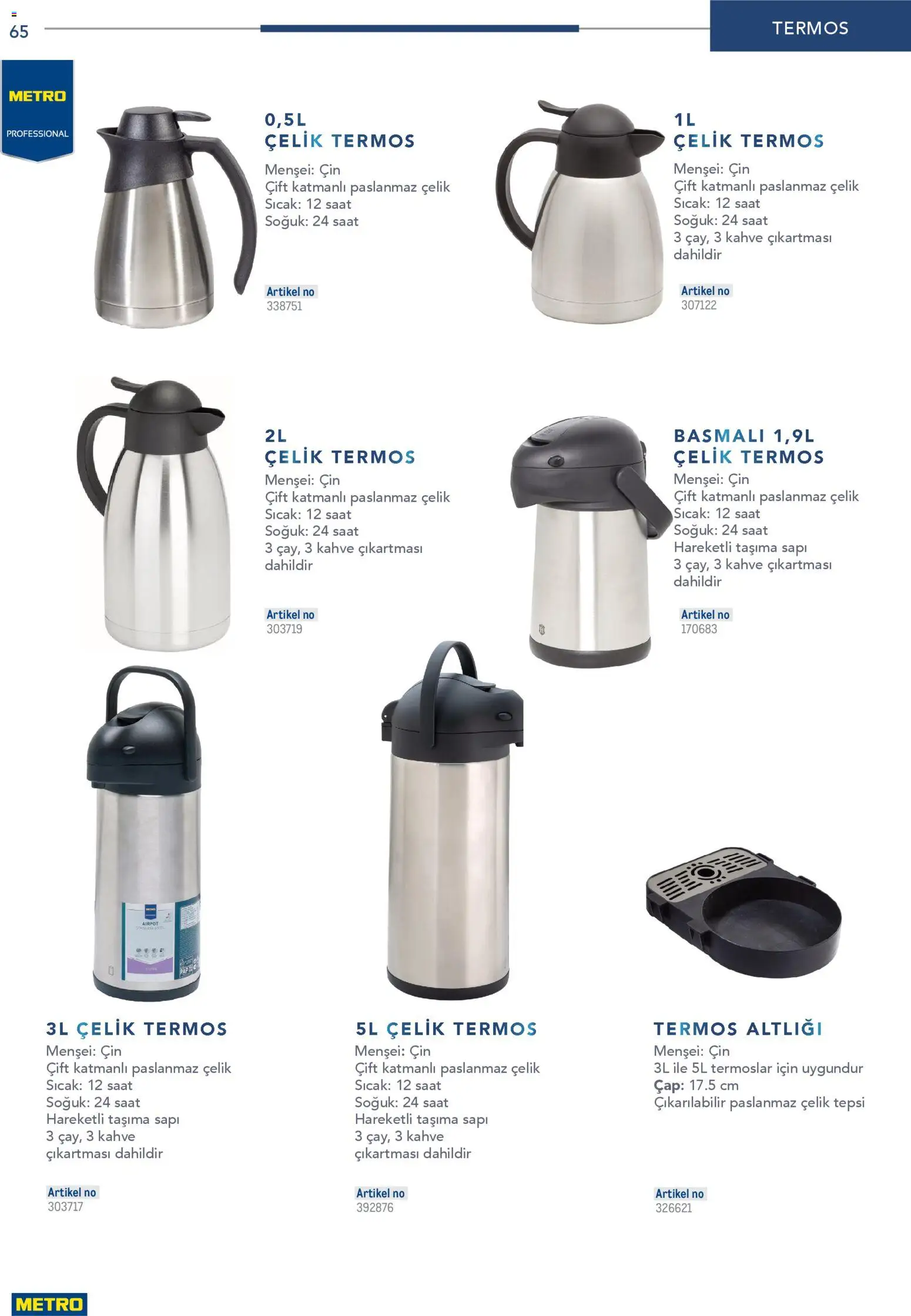 Metro - Profesyonel Çözümler - 26.12.2025 tarihinden itibaren geçerlidir | Sayfa: 65 | Ürünler: Cin, Termos, Tepsi, Saat