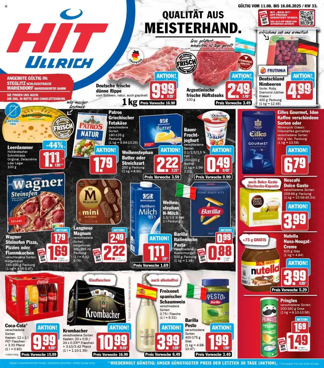 HIT - Berlin - gültig ab dem 11.08.2025 | Seite: 1 | Produkte: Butter, Barilla, Kaffee, Krombacher