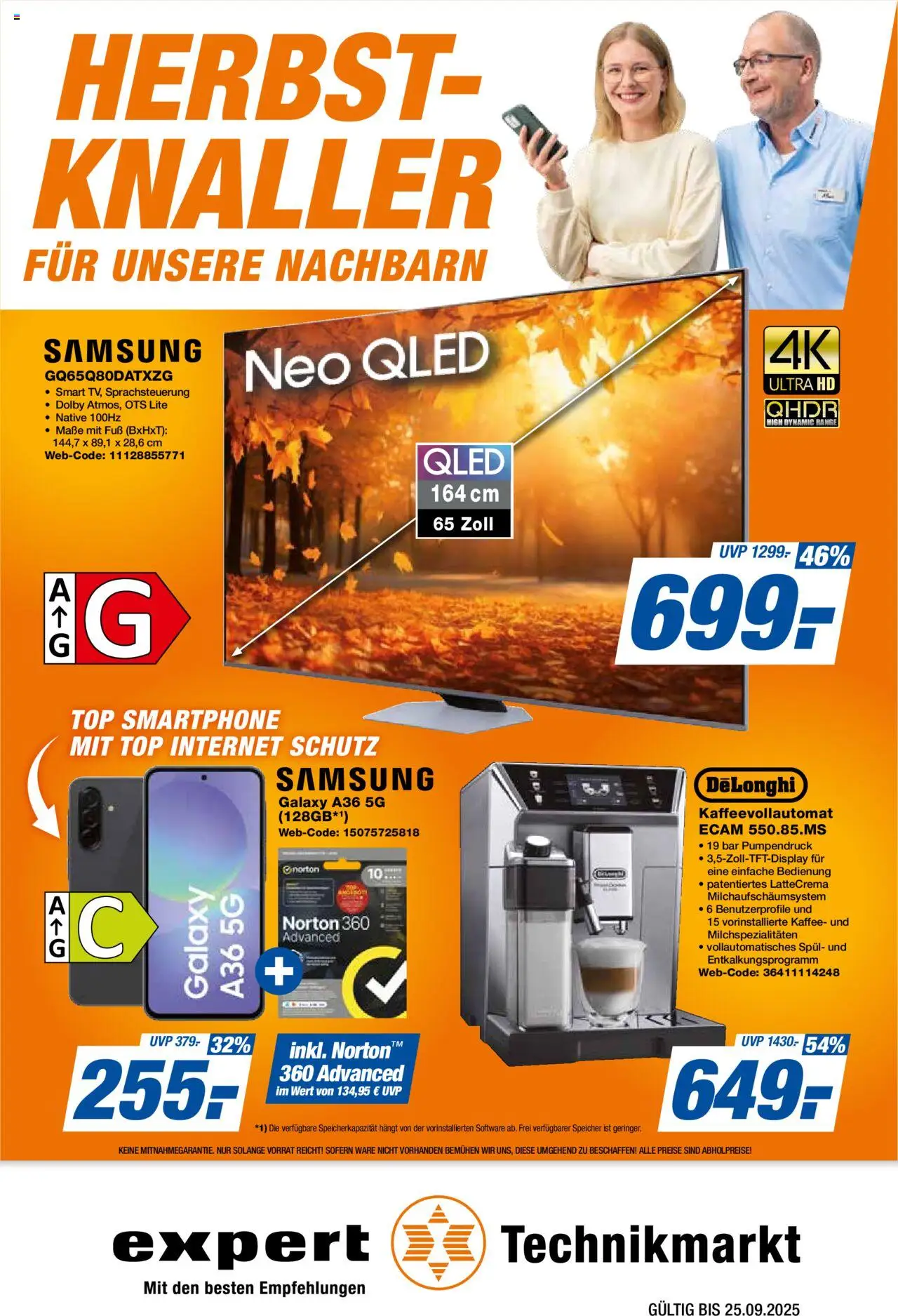 Expert Prospekt 	 – gültig ab 19.09.2025 | Seite: 1 | Produkte: Kaffee, Samsung, Kaffeevollautomat, Smartphone