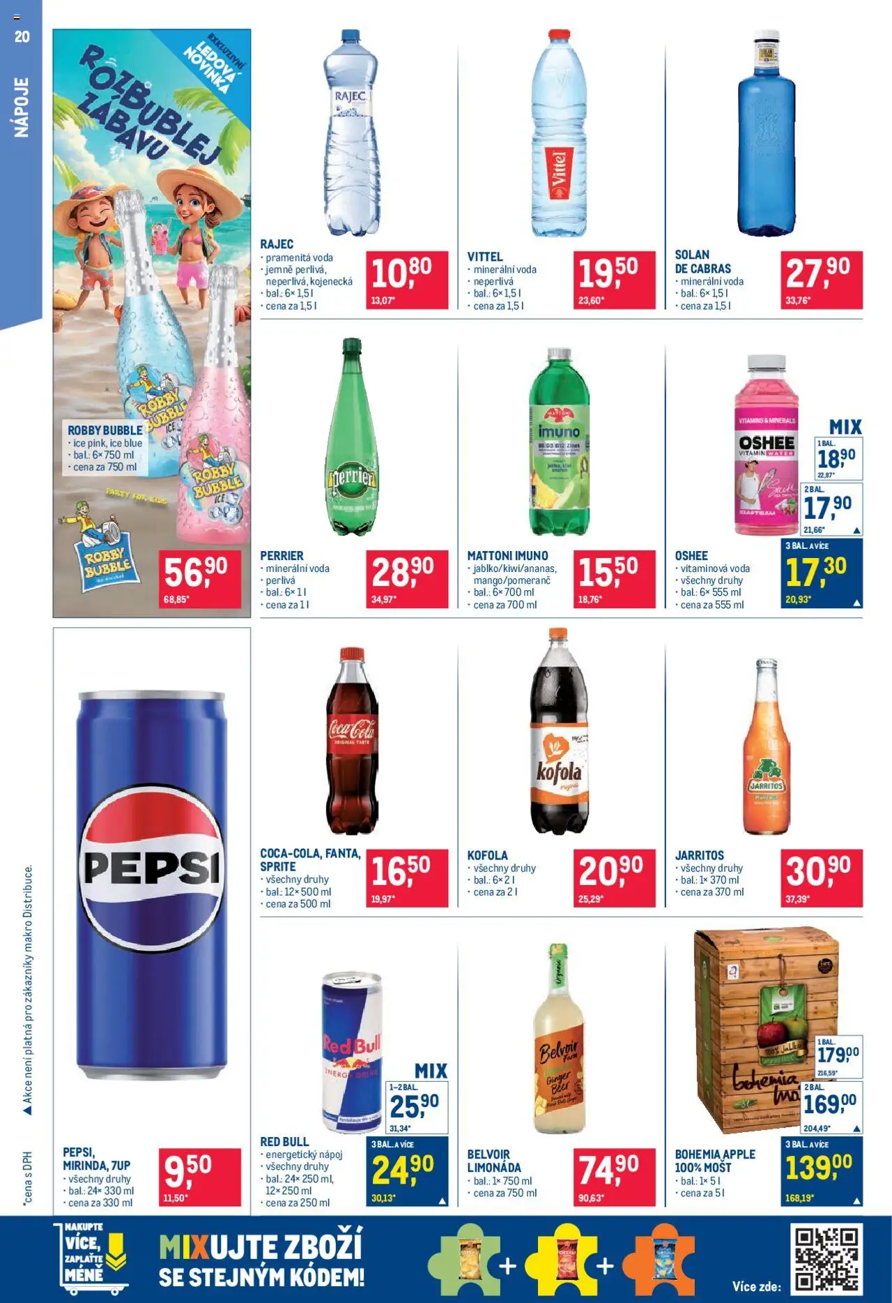 Makro leták - Pro milovníky jídla od 18.06.2025 | Strana: 20 | Produkty: Mattoni, Pepsi, Robby Bubble, Red Bull