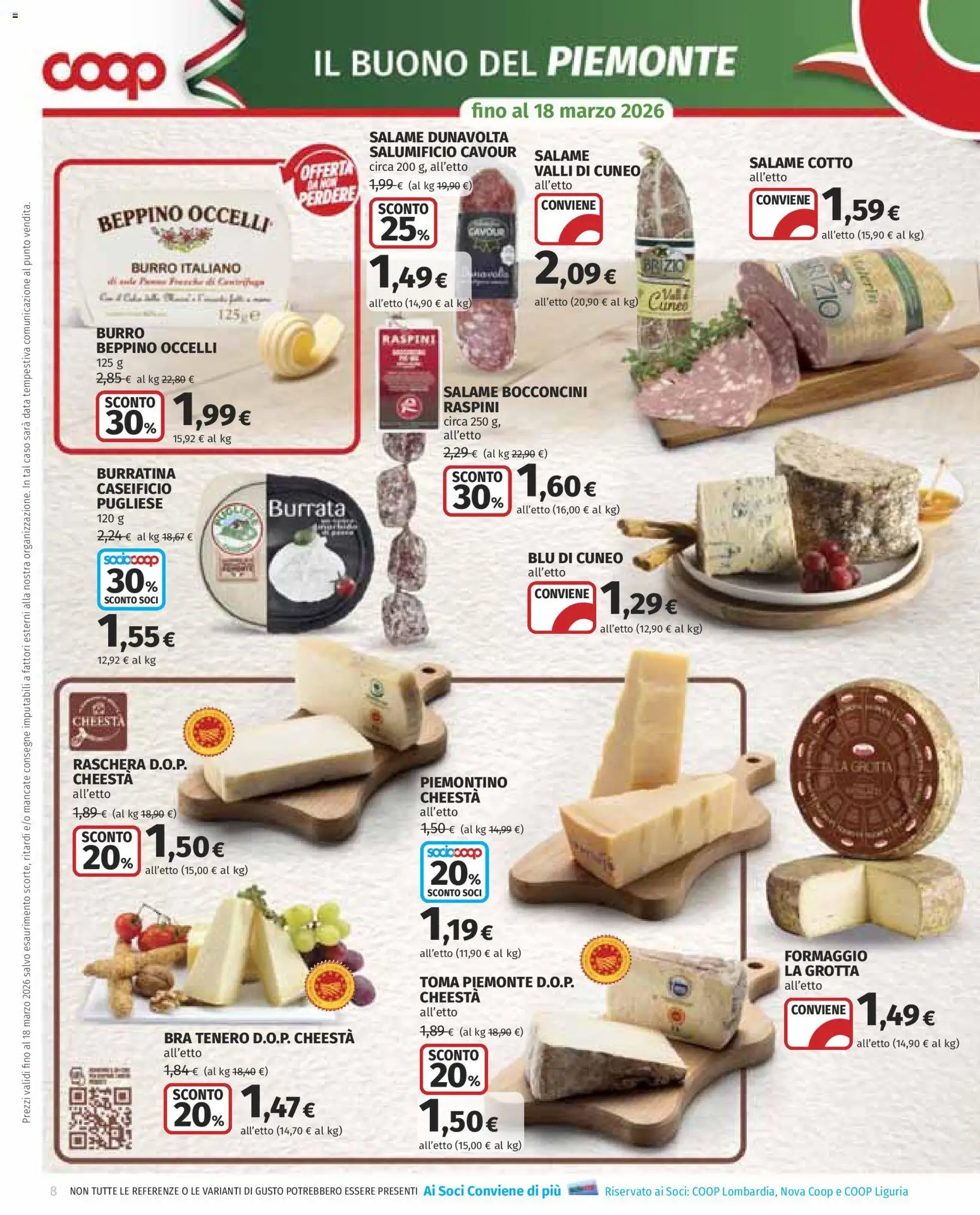 Volantino COOP del 05.03.2026 | Pagina: 8 | Prodotti: Formaggio, Burro, Data, Burrata