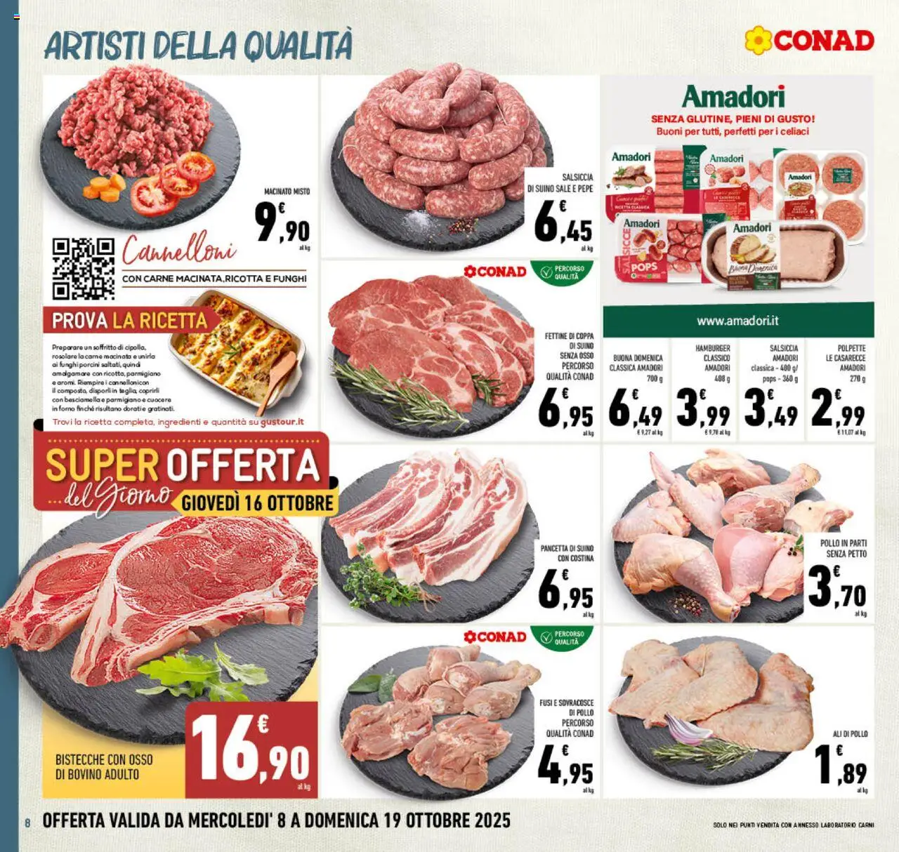 Volantino Conad del 08.10.2025 | Pagina: 8 | Prodotti: Salsiccia, Funghi, Forno, Hamburger
