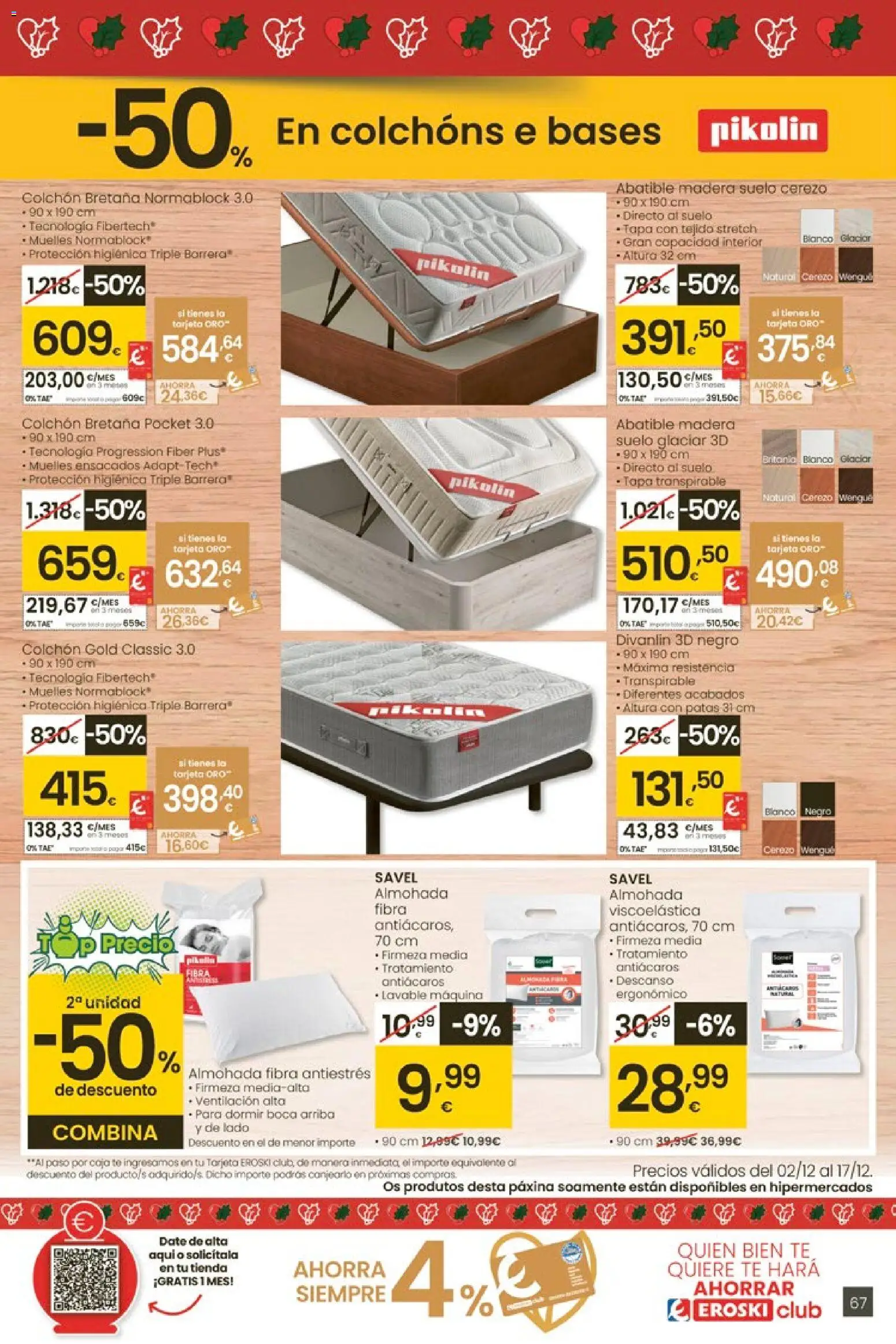 Eroski - Center │ válido desde el 27.11.2025 | Página: 67 | Productos: Té, Colchon, Almohada
