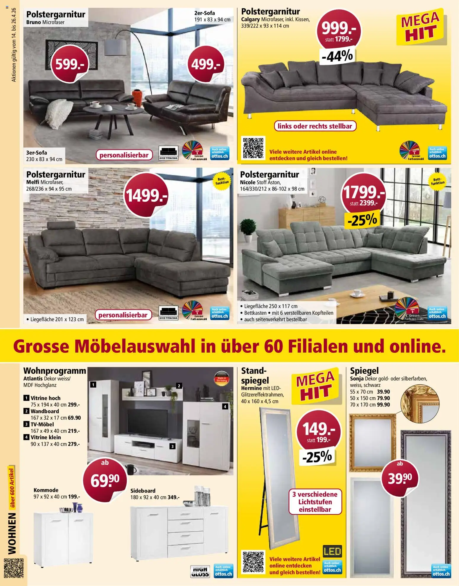 Otto's aktionen – gültig ab 14.04.2026 | Seite: 10 | Produkte: Spiegel, Wandboard, Bett, Sideboard