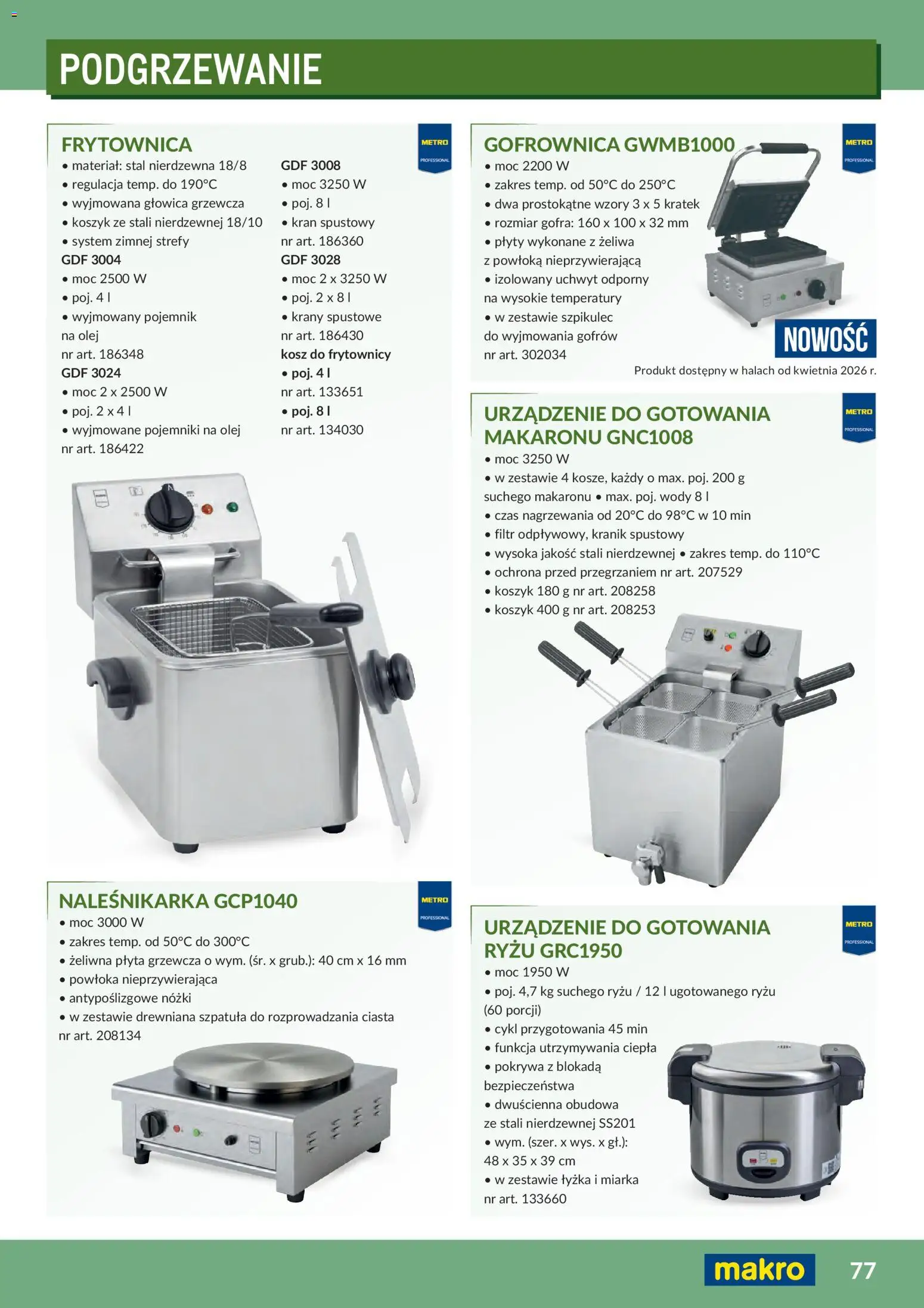 Makro Gazetka - Profesjonalna Gastronomia od 01.02.2026 | Strona: 77 | Produkty: Płyta grzewcza, Plyty, Kosz, Olej