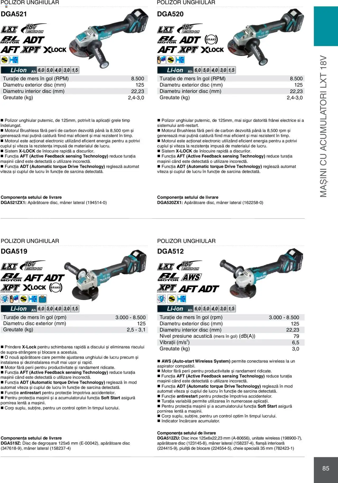 Noul catalog Makita – valabil de la 08.01.2025 | Pagină: 85 | Produse: Disc, Aspirator, Polizor, Mâner