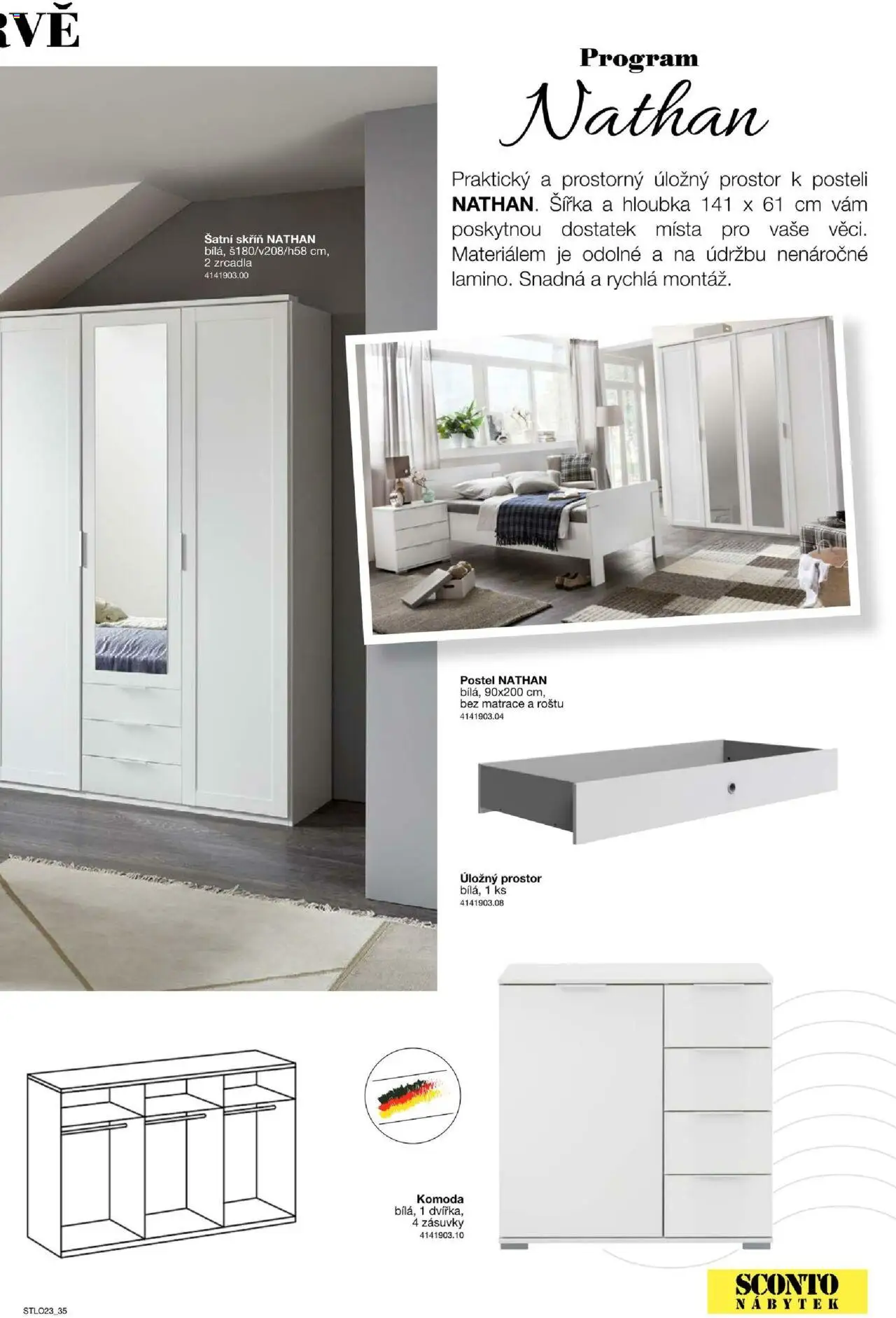 Sconto nábytek katalog - Ložnice od 01.01.2025 | Strana: 35 | Produkty: Nábytek, Matrace, Šatní skříň, Skříň