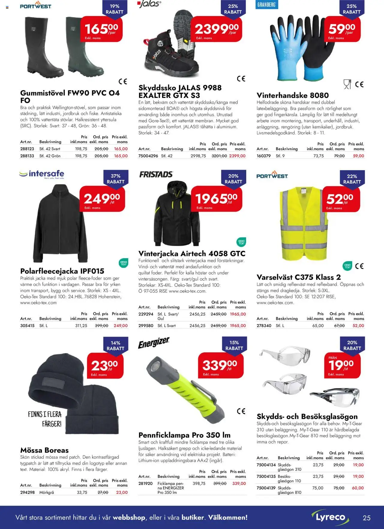 Lyreco reklamblad aktuell från 30.09.2025 | Sida: 25 | Produkter: Batteri, Ficklampa, Handskar, Glasögon