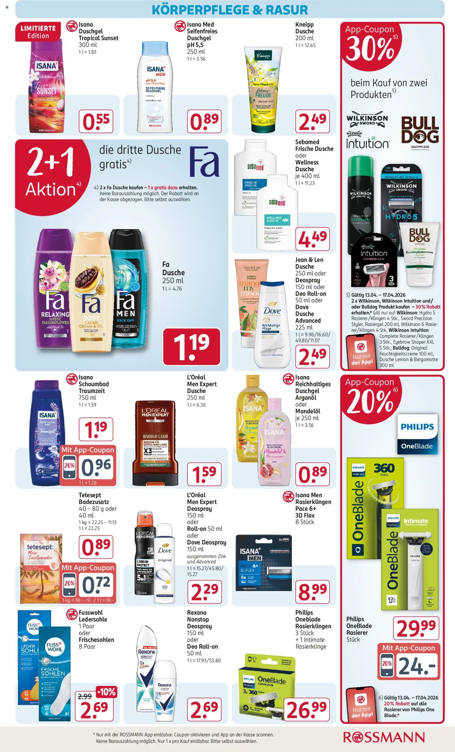 Rossmann Prospekt 	 – gültig ab 13.04.2026 | Seite: 9 | Produkte: Rasierer, Dusche, Duschgel, Deodorant