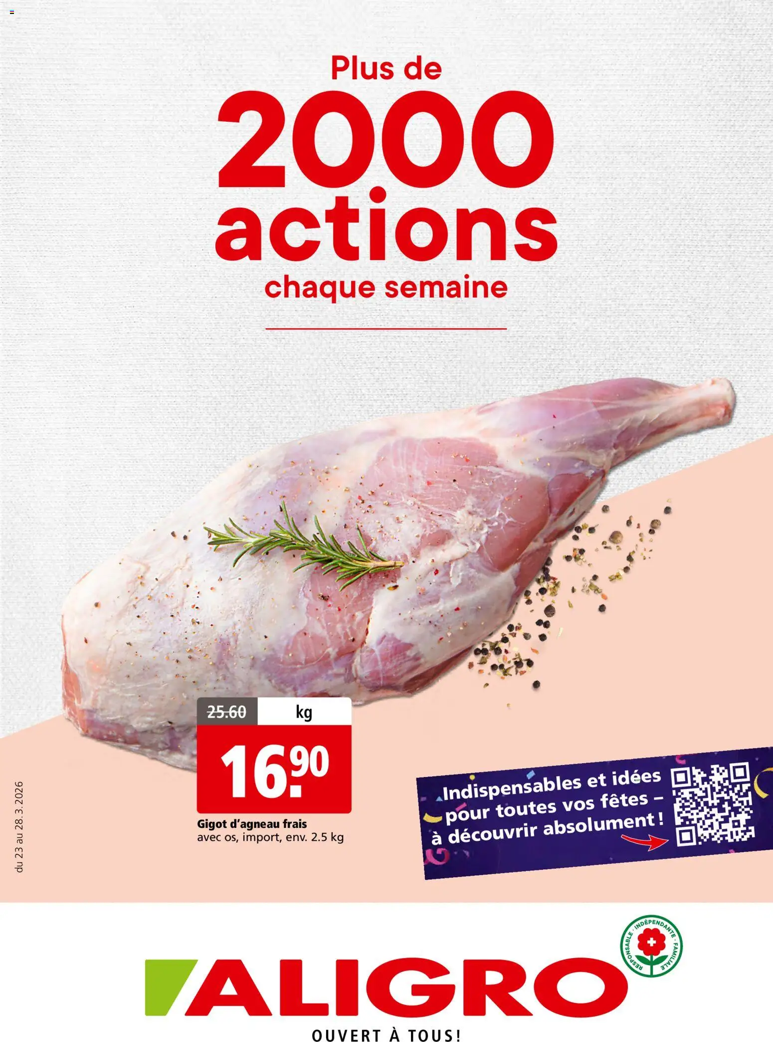 Aligro actionen 2000 Chavannes, Matran, Genève, Sion – gültig ab 23.03.2026 | Seite: 1