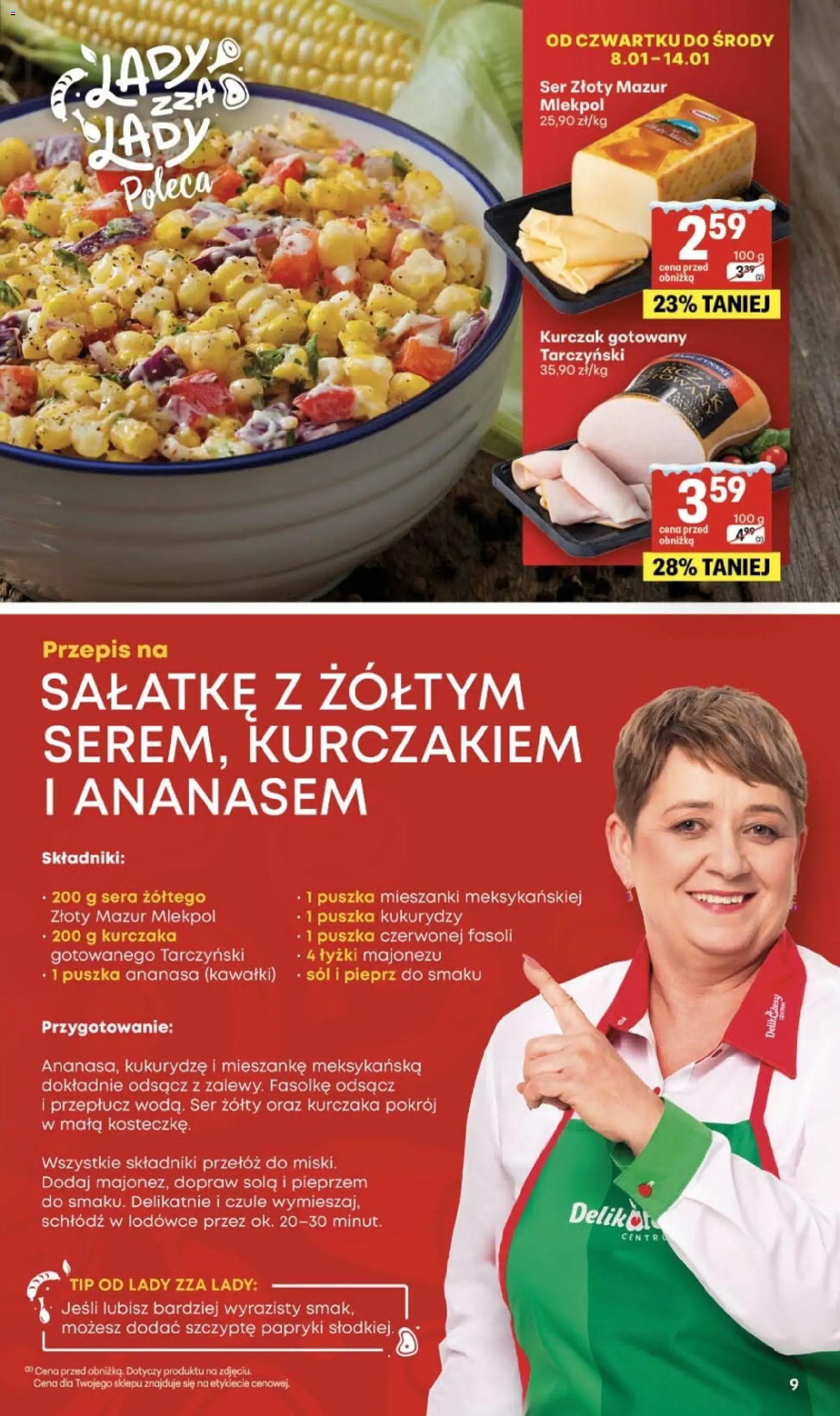 Delikatesy Centrum Gazetka - Sklepy Własne od 08.01.2026 | Strona: 9 | Produkty: Ser żółty, Ser, Sól, Pieprz