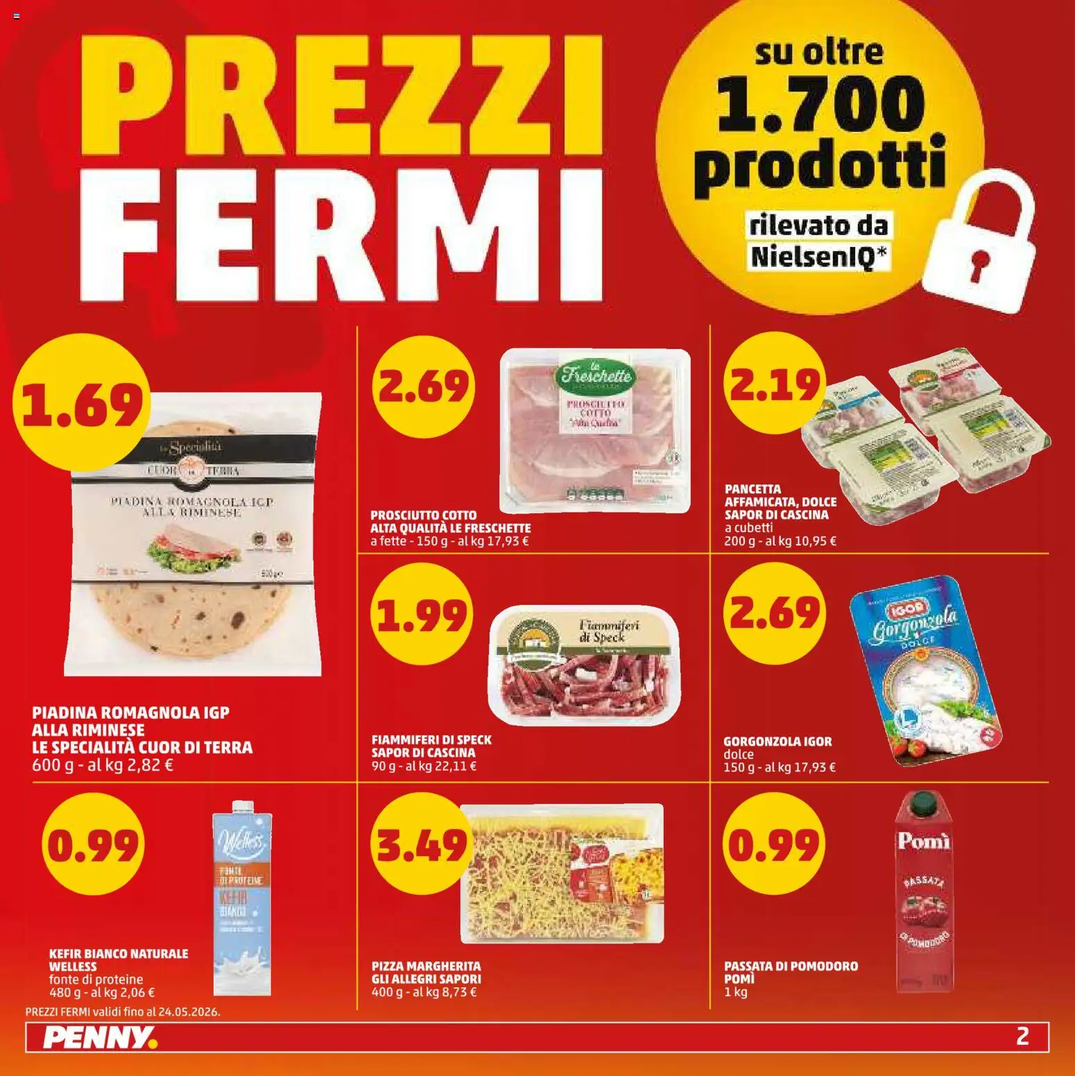 Volantino PENNY del 23.04.2026 | Pagina: 2 | Prodotti: Prosciutto Cotto, Pizza, Gorgonzola, Terra