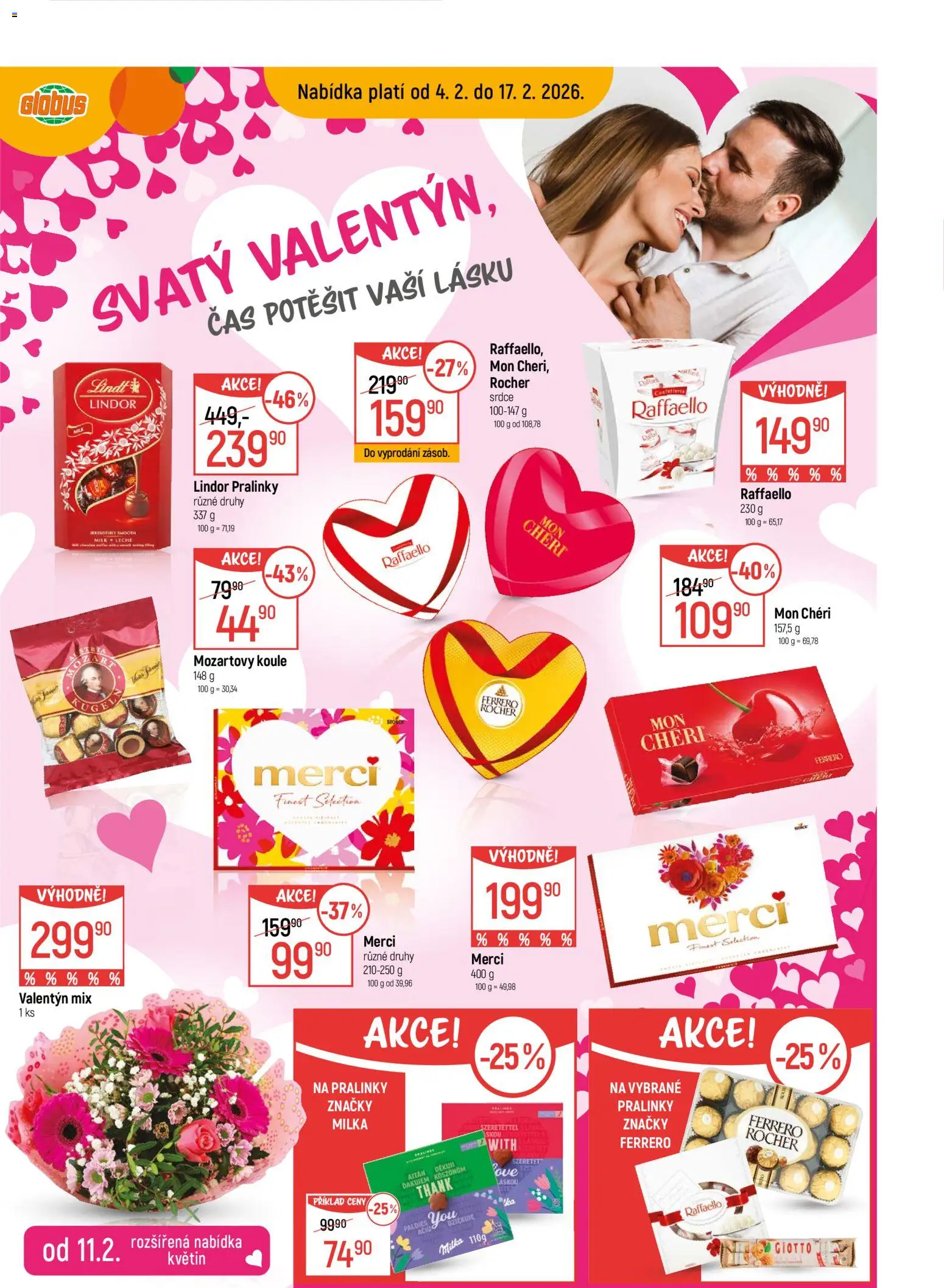 Globus leták - Praha-Štěrboholy od 04.02.2026 | Strana: 11 | Produkty: Ferrero Rocher, Lindt, Milka, Mozartovy koule