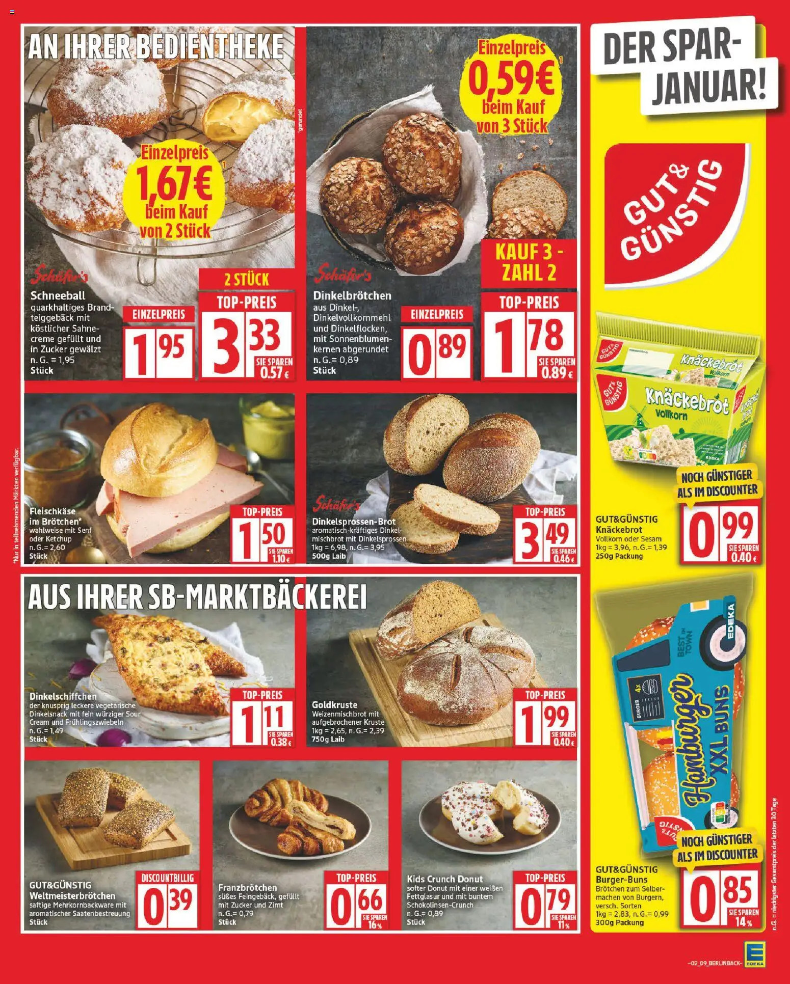 Edeka Prospekt 	 – gültig ab 05.01.2026 | Seite: 9 | Produkte: Burger, Creme, Zucker, Sahne