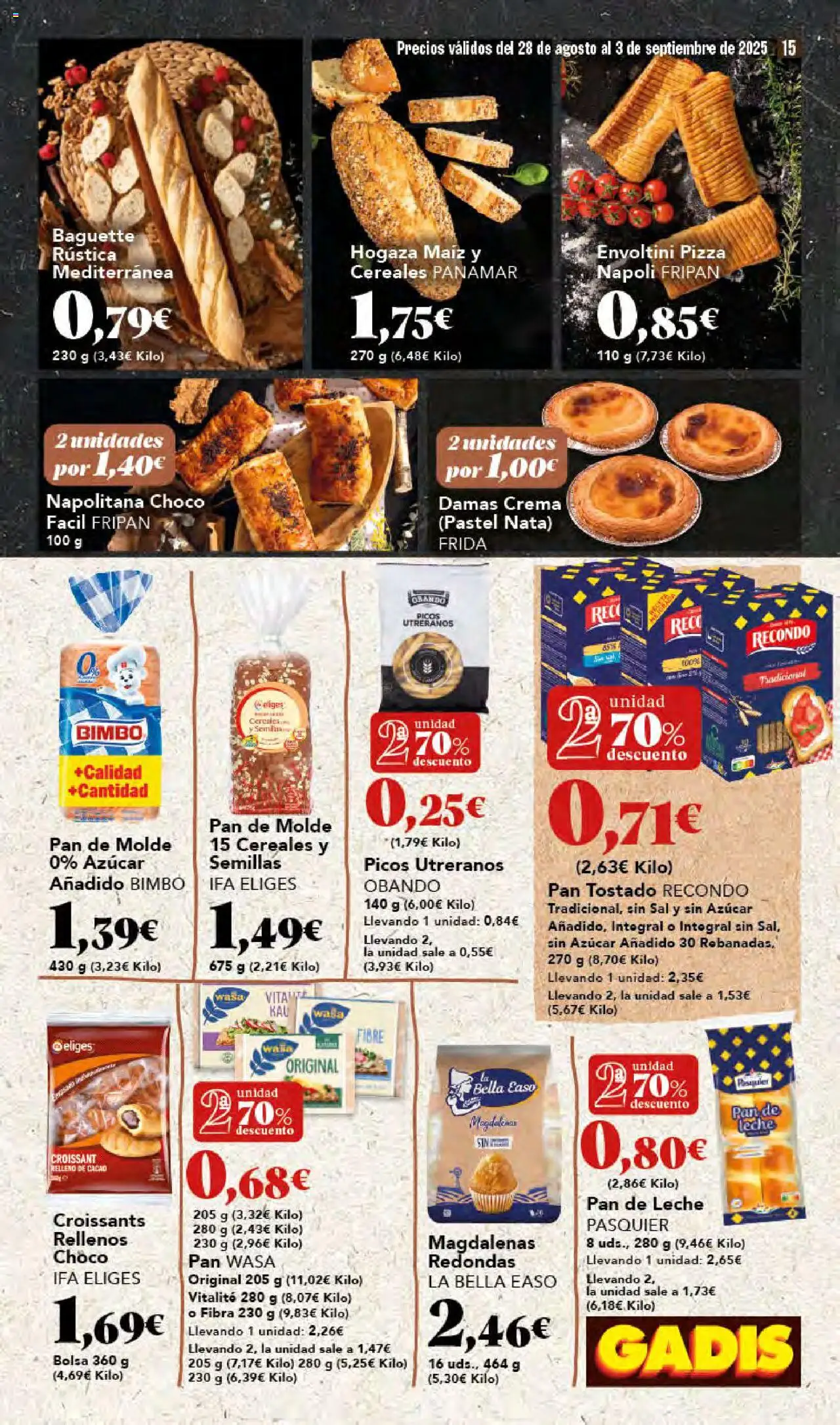 Gadis folleto │ válido desde el 28.08.2025 | Página: 15 | Productos: Cereales, Crema, Pan de leche, Bolsa