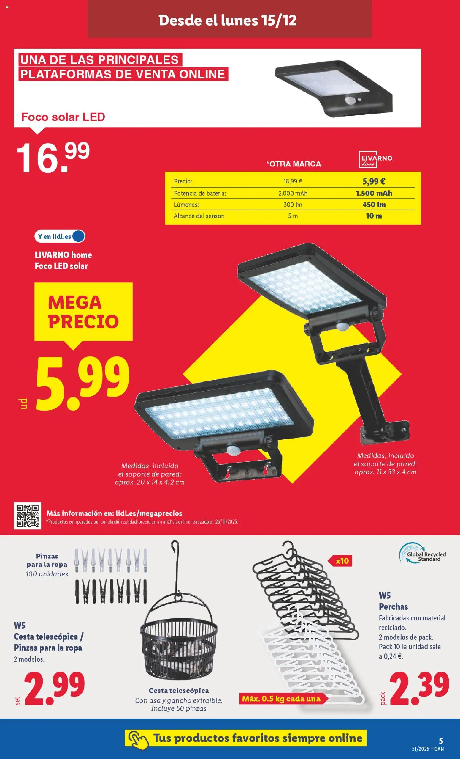 Lidl - Canarias │ válido desde el 15.12.2025 | Página: 5 | Productos: Ropa, Batería, Cesta