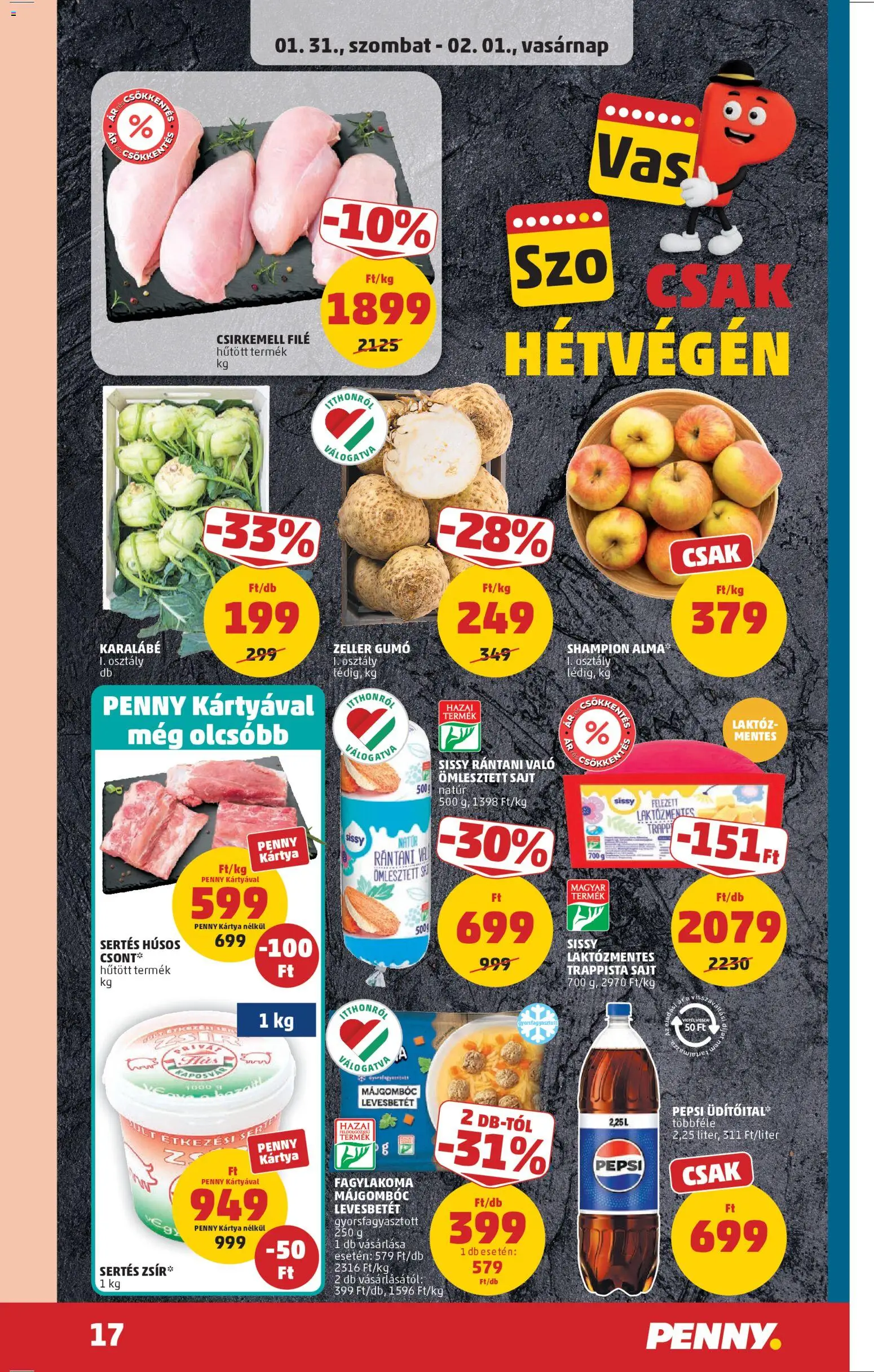 PENNY akciós ujság - amely érvényes a következő dátumtól: 29.01.2026 | Oldal: 21 | Termékek: Májgombóc levesbetét, Alma, Trappista sajt, Csirkemell