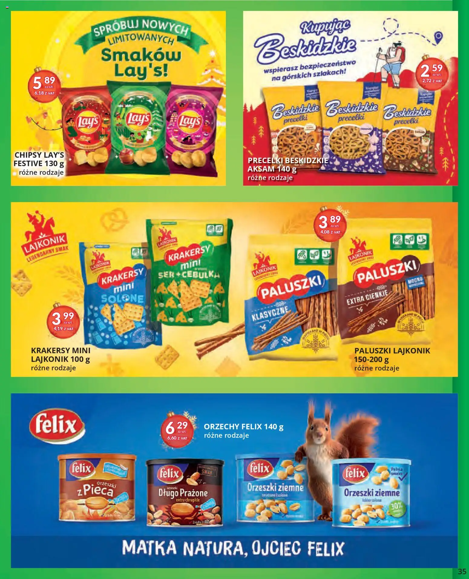 Eurocash Gazetka od 17.11.2025 | Strona: 35 | Produkty: Chipsy, Krakersy, Ser, Orzechy