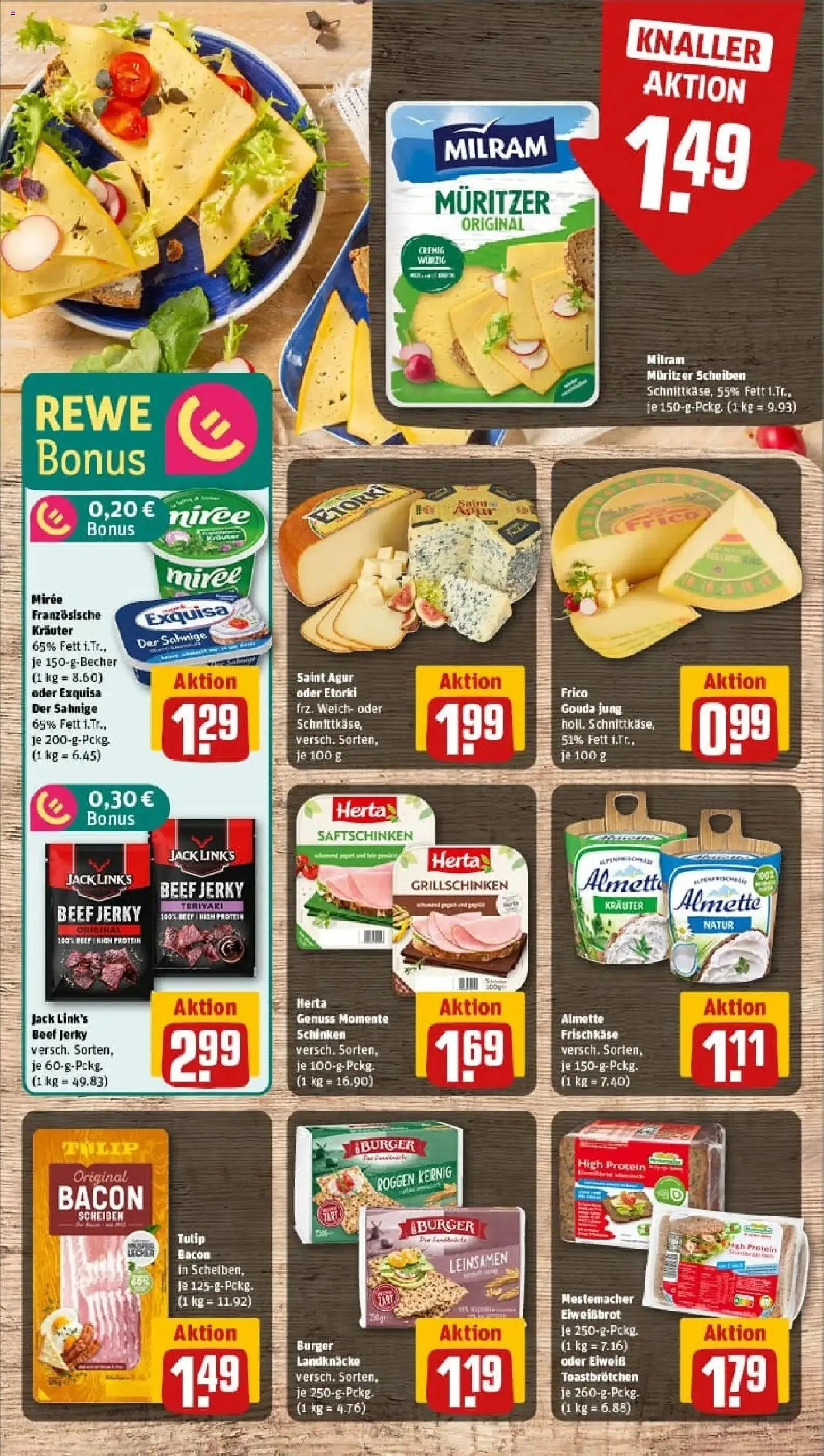 Rewe prospekt Blaustein	 – gültig ab 02.02.2026 | Seite: 13 | Produkte: Almette, Gouda, Burger, Frischkase