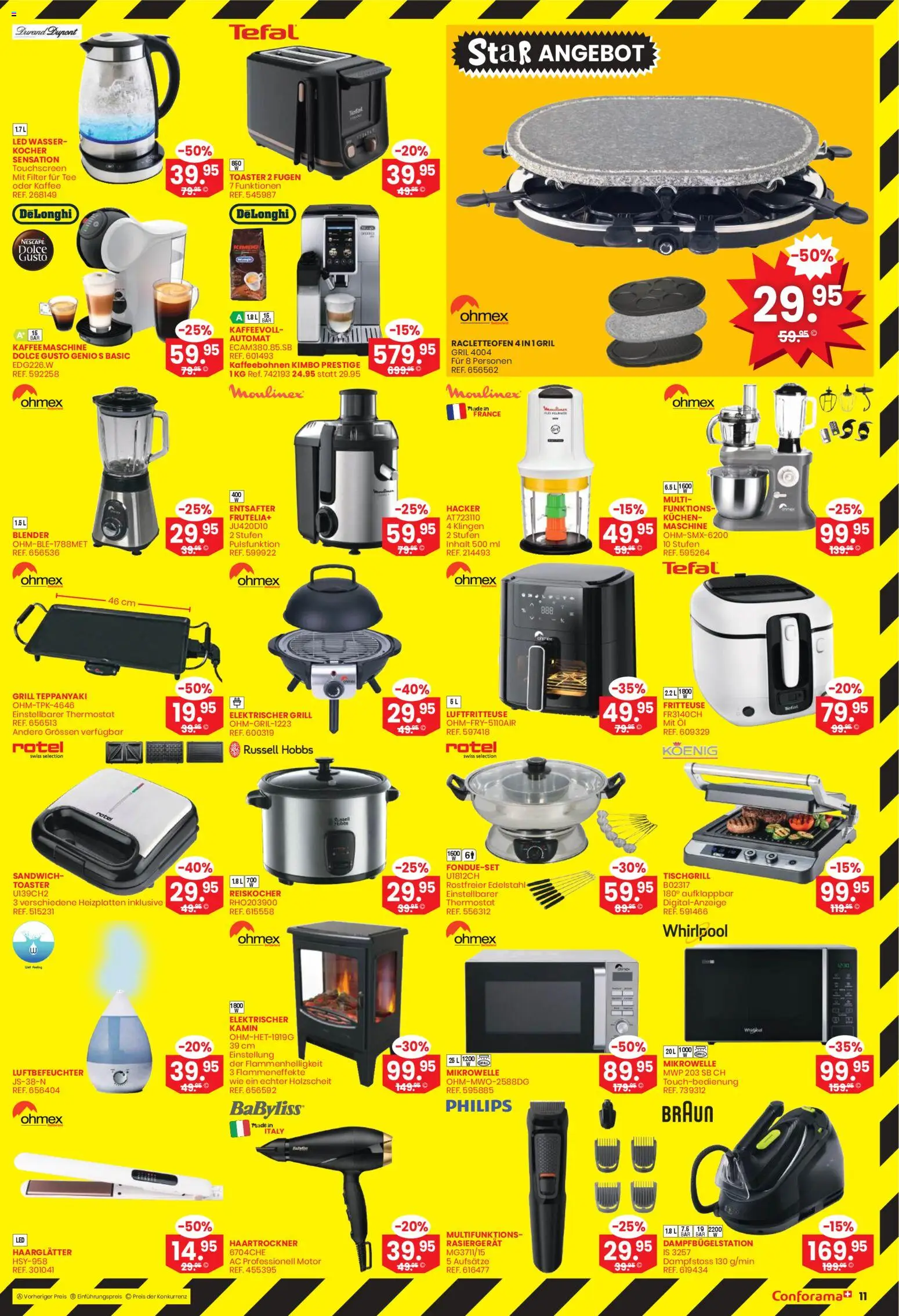 Conforama Aktionen – gültig ab 29.10.2025 | Seite: 11 | Produkte: Entsafter, Kocher, Tee, Grill