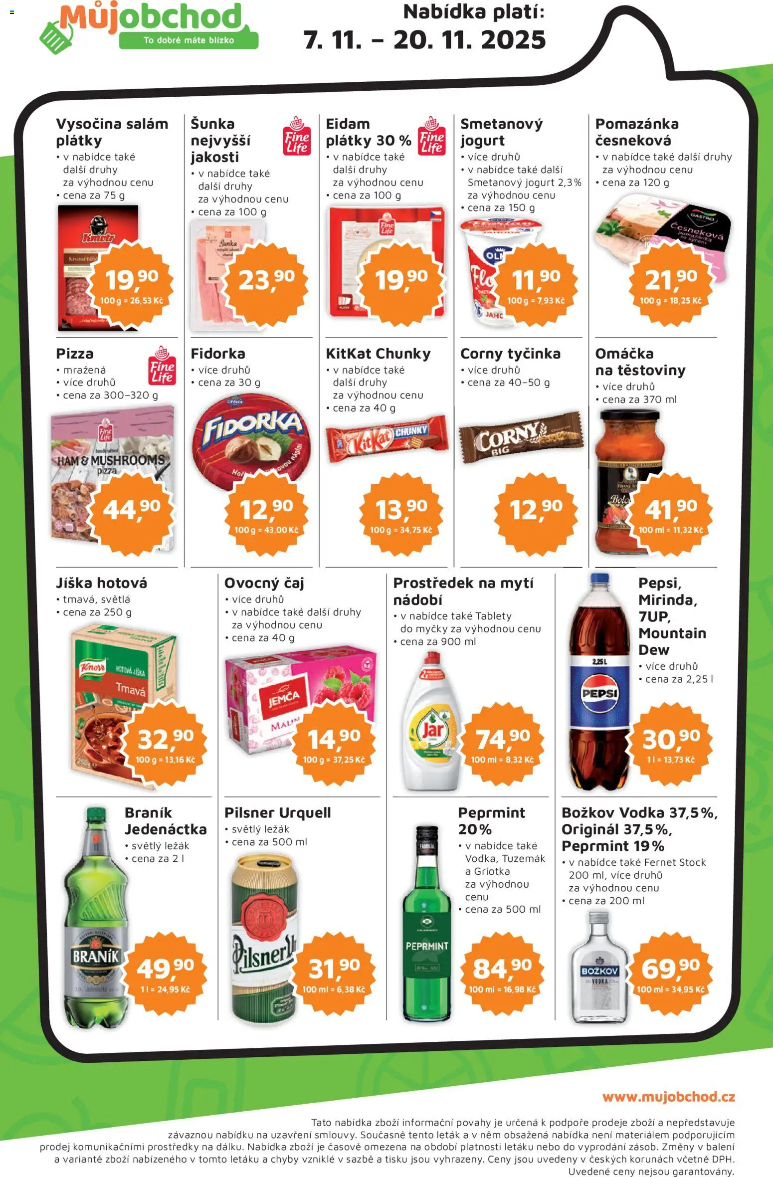 Můj obchod leták od 07.11.2025 | Strana: 2 | Produkty: Šunka, Pilsner, Pomazánka, Božkov